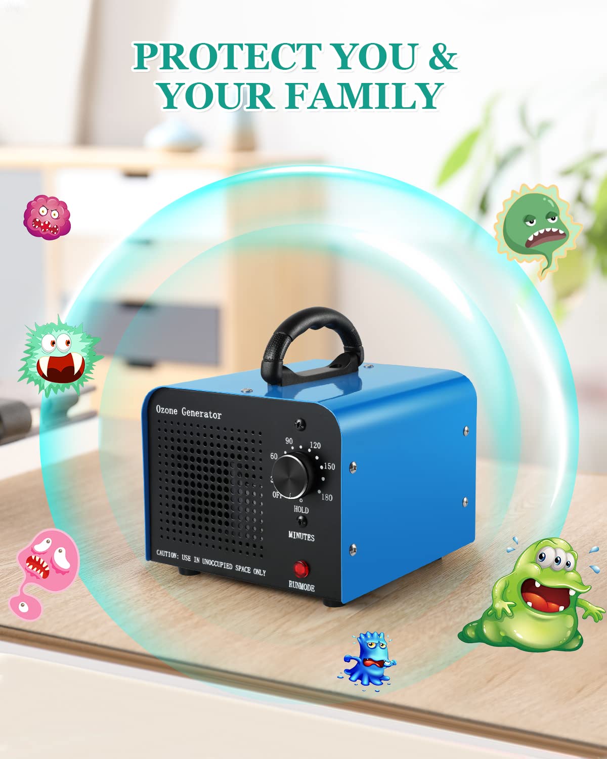 Ozone Generator for Cars, Rooms & Home - Eliminate Smoke, Pet Odors & Air Purification - Portable Ozone Machine for Odor Removal & Air Freshening (Use in Vehicles, Bedrooms, Offices & Basements)