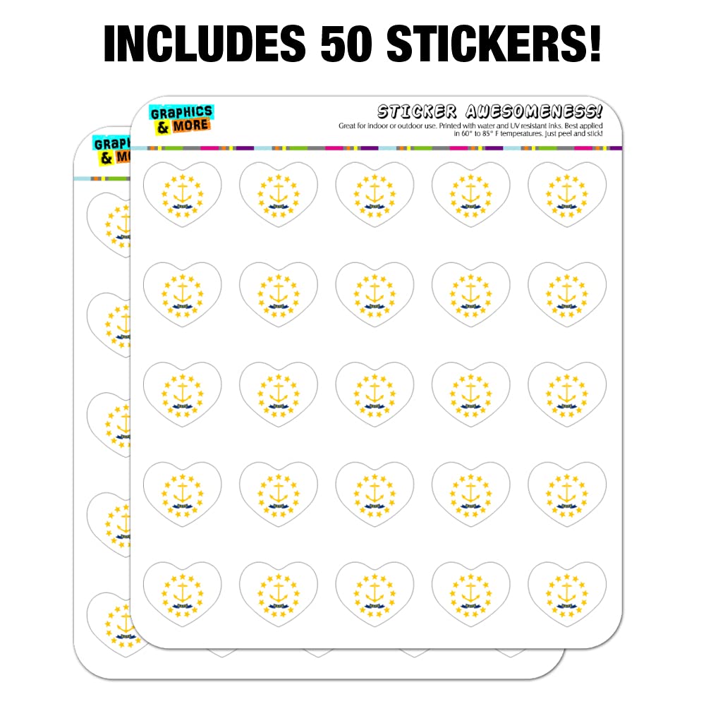 Rhode Island State Flag Heart Shaped Stickers - DIY Planner, Calendar & Scrapbook Decoration - Perfect for Journaling, Bullet Journals, and Craft Projects