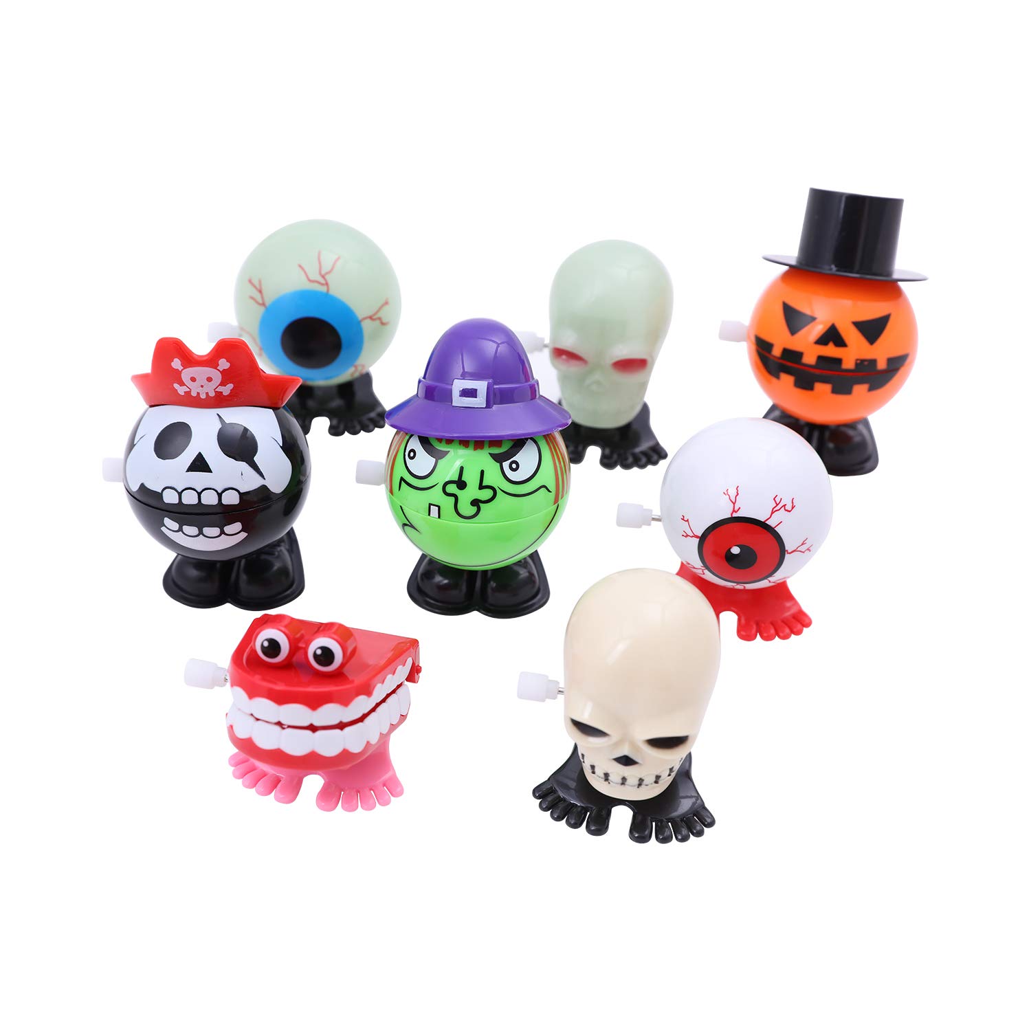 8 Pack Assorted Wind-Up Clockwork Toys - Mini Jumping & Walking Mechanical Toys for Kids | Halloween Party Favors, Goody Bag Fillers & Fun Classroom Rewards | Great for Birthday Gifts, Stocking Stuffers & Sensory Play