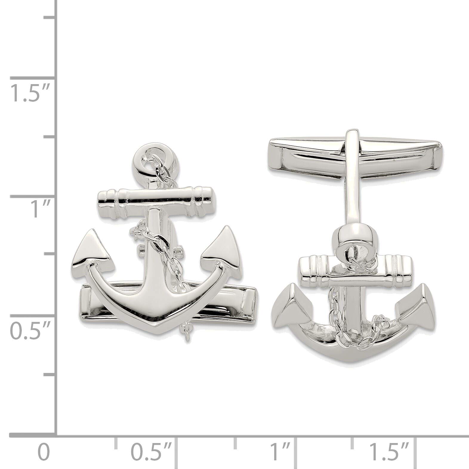 Sterling Silver Anchor Cufflinks with Rope Dangle for Men's Fashion