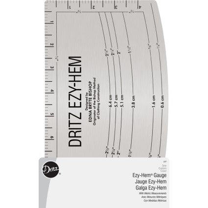 Dritz Ezy Hem Gauge with Metric Measurements - Perfect Sewing Tool for Accurate Hemming, Seam Allowance & Quilting | Ideal for Dressmaking, Tailoring & DIY Projects