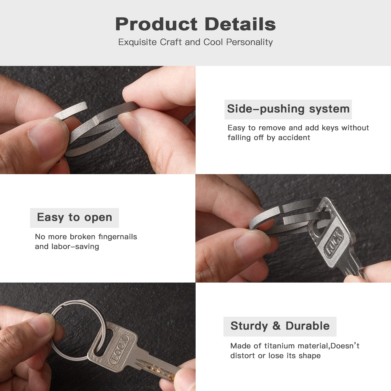 TISUR Titanium Key Rings - Heavy Duty Side-Pushing Keychain Rings with Split Design (12-Pack) - Durable Key Organizer for Home, Office, Car Keys & Outdoor Gear