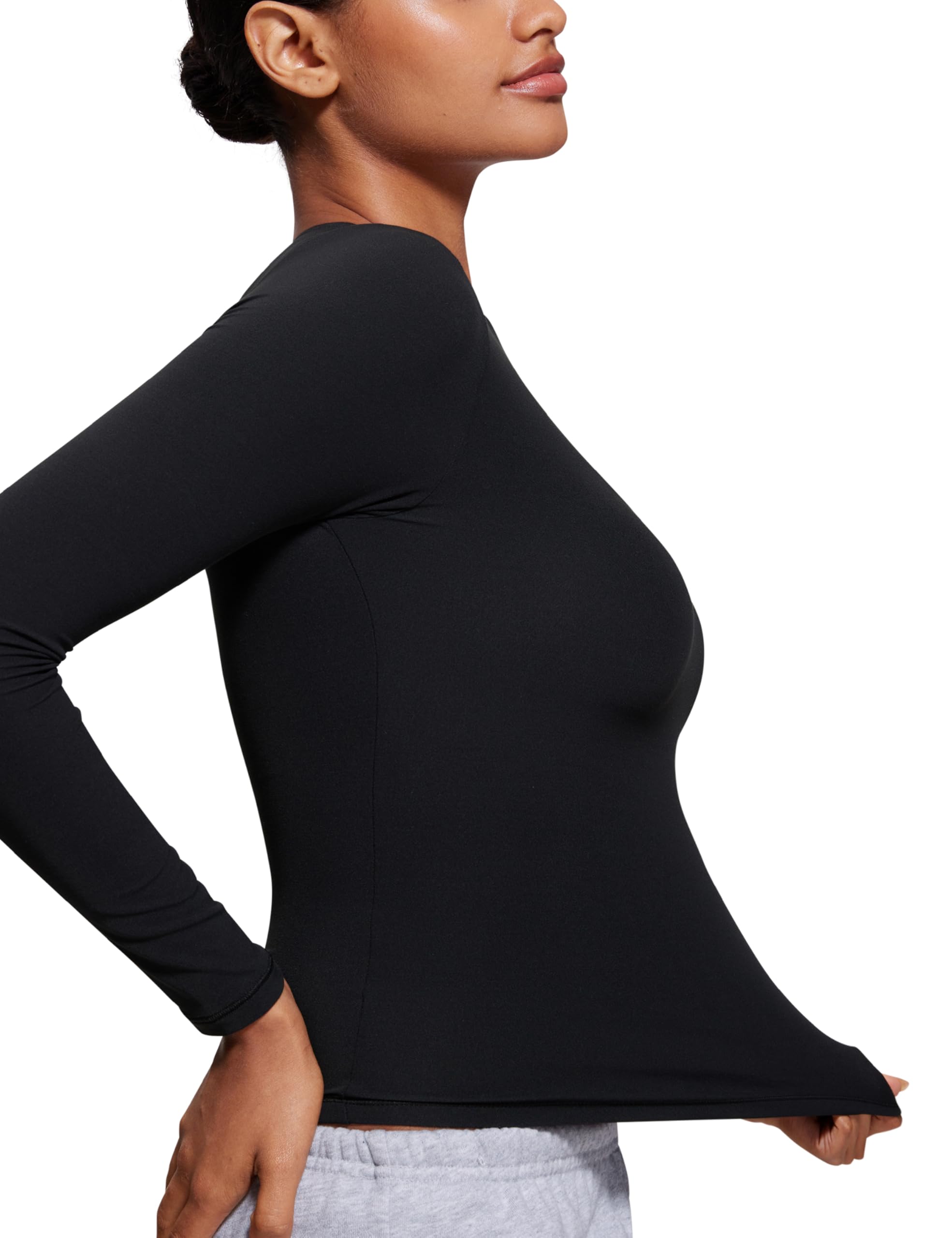 CRZ YOGA Women's Soft Embrace Long Sleeve Crew Neck T-Shirt - Fall Fitted Basic Top for Casual Wear, Workout & Going Out | Yoga, Gym, Lounge & Everyday Comfort
