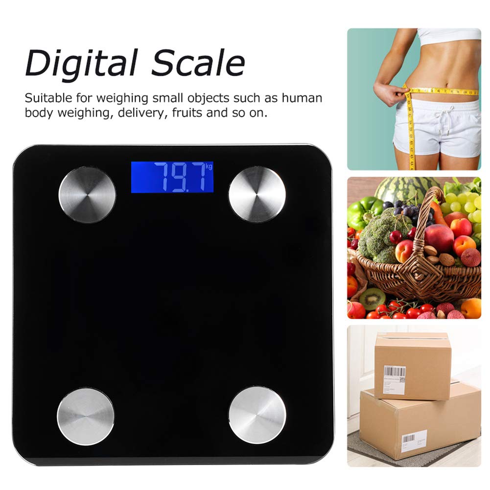 Digital Body Fat Scale - Portable Electronic Weight Scale for Home Use, 3kg-180kg (6.6-396.8lb), kg/lb/st Units, Black - Perfect for Bathroom, Gym & Health Tracking