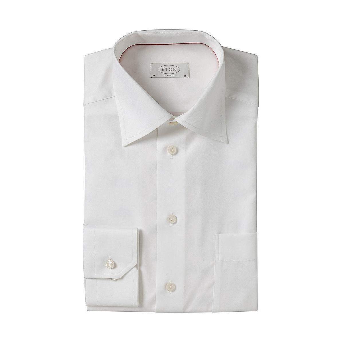ETON Men's Classic Plain Twill Cotton Shirt - White | Comfortable Casual & Business Wear for Office, Travel & Everyday Use