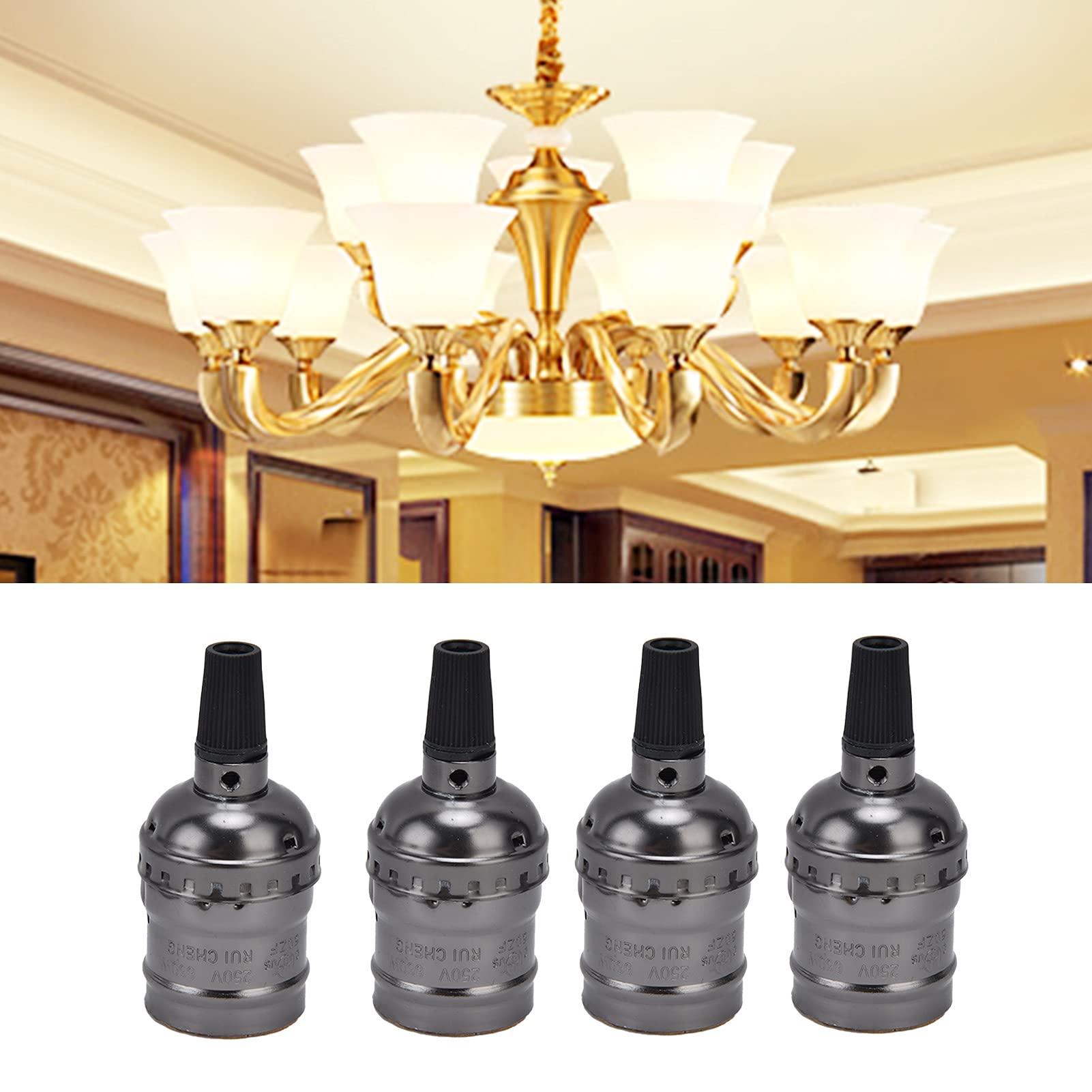 10Pcs Haofy Pendant Lamp Holder - Elegant Aluminum Ceiling Light Socket Replacement for E26 E27 Bulbs - Perfect for Dining Room, Bedroom, and Living Room Lighting Fixtures