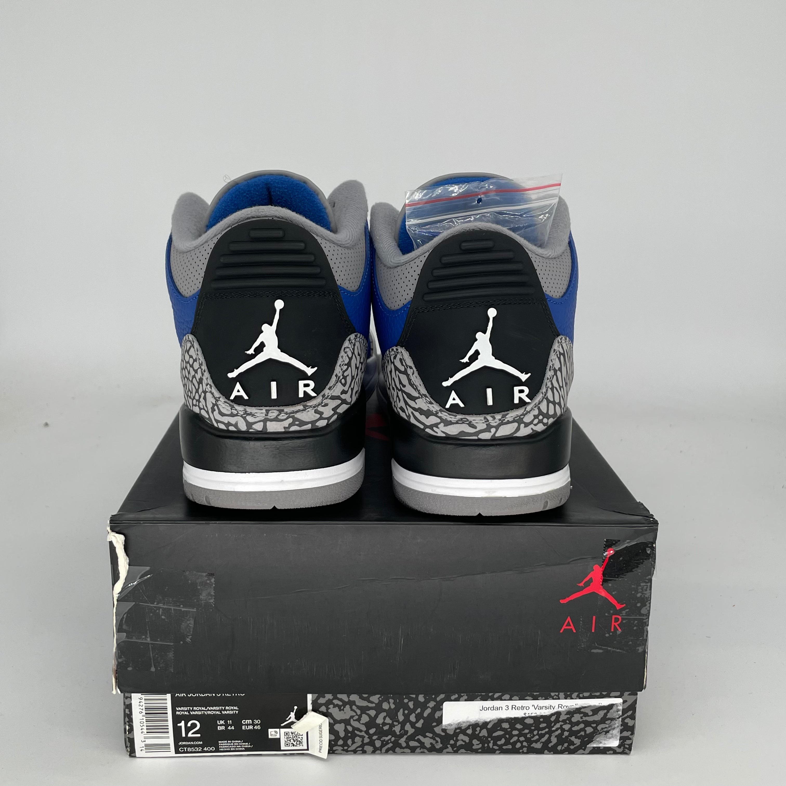 AIR JORDAN 3 VARSITY ROYAL CEMENT Men's Basketball Shoes - Size 12 (CT8532-400) | Retro Sneakers for Casual Wear & Street Style