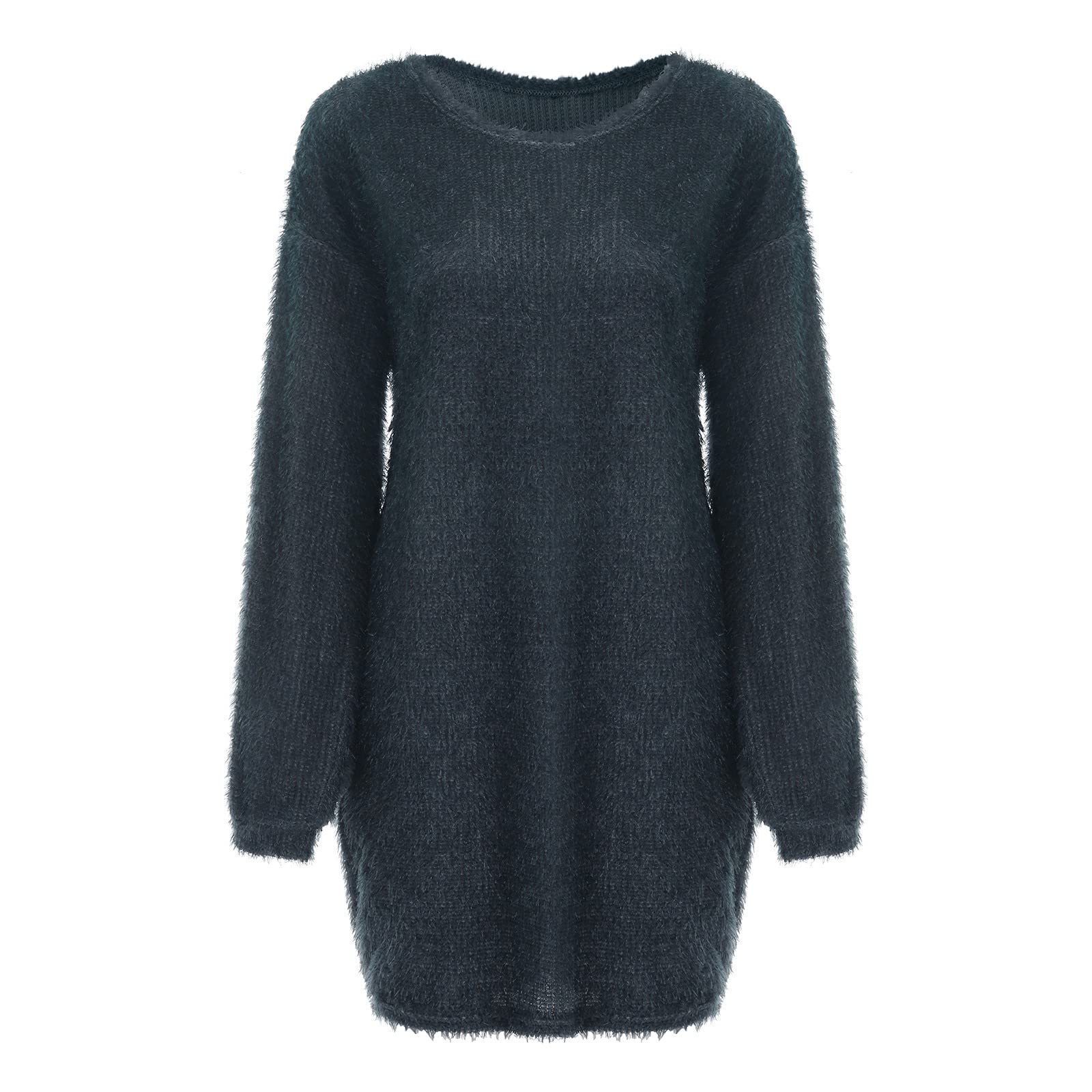 Exhloag Vintage Knit Jumper for Women - Winter Warm Turtleneck Long Sleeve Pocket Sweater Dress | Cotton Y2K Knitted Pullover Loose Sweater | Perfect for Casual Outfits, Office Wear & Holiday Fashion