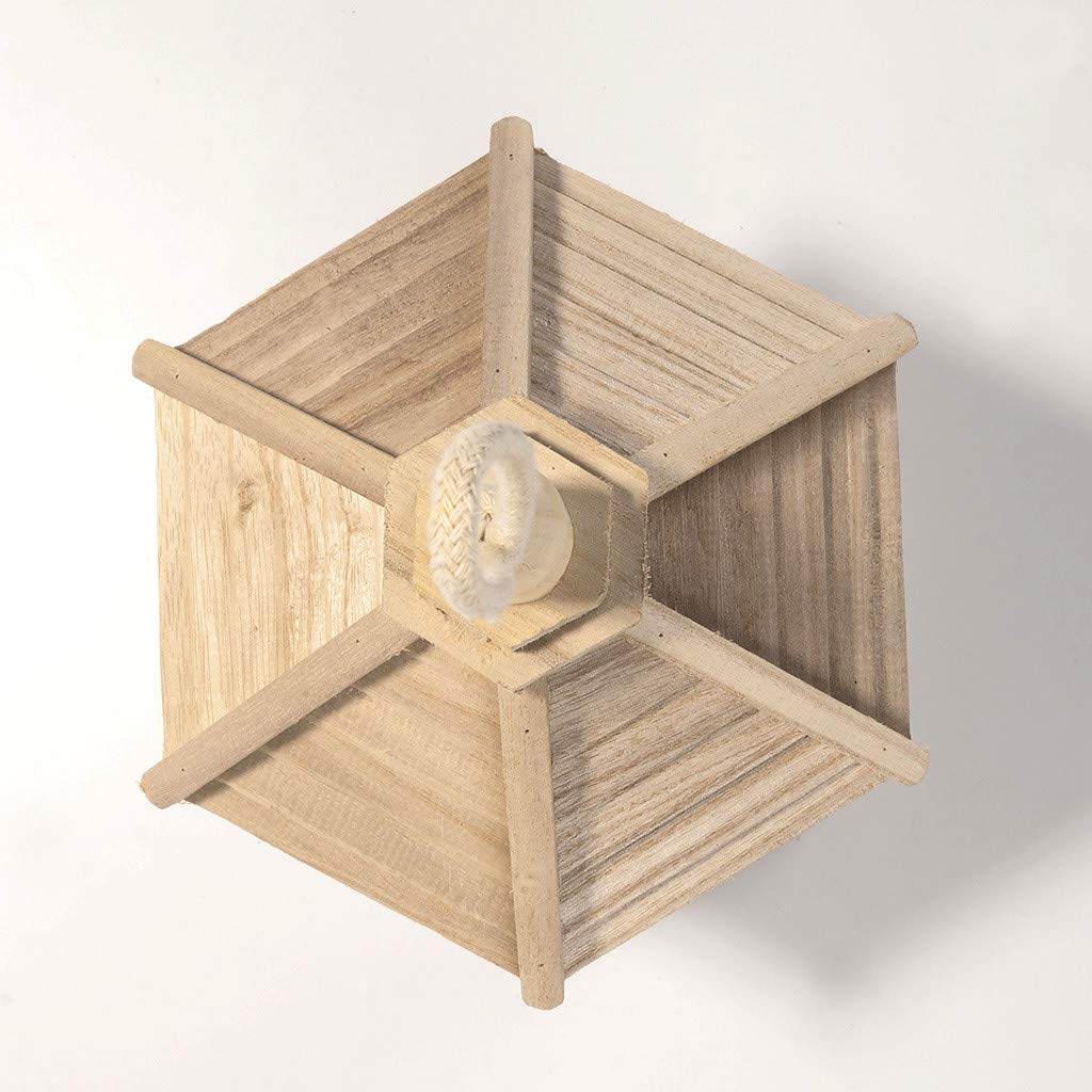 Hexagon Wooden Hanging Bird Feeder with Roof - Outdoor Garden Yard Decoration for Wild Birds - Perfect for Attracting Cardinals, Finches & Bluebirds to Your Backyard