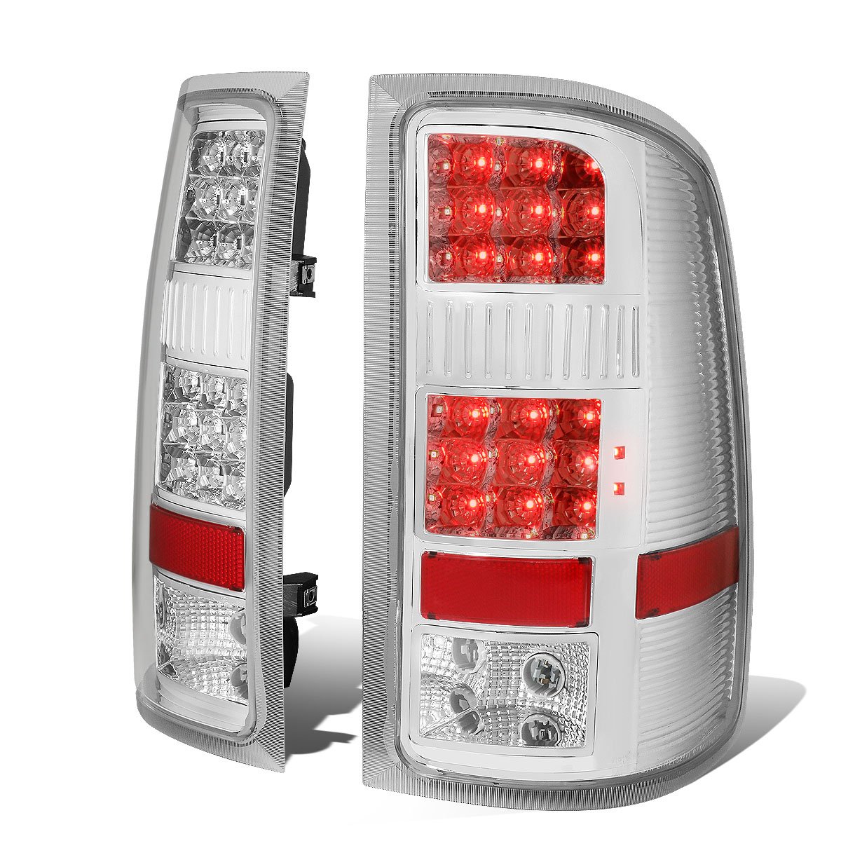 Auto Dynasty Full LED DRL Tail Lights & Brake Lamps for GMC Sierra 1500/2500HD/3500HD (2007-2014) - Chrome Housing Clear Lens - Driver & Passenger Side - Enhanced Night Visibility & Style Upgrade
