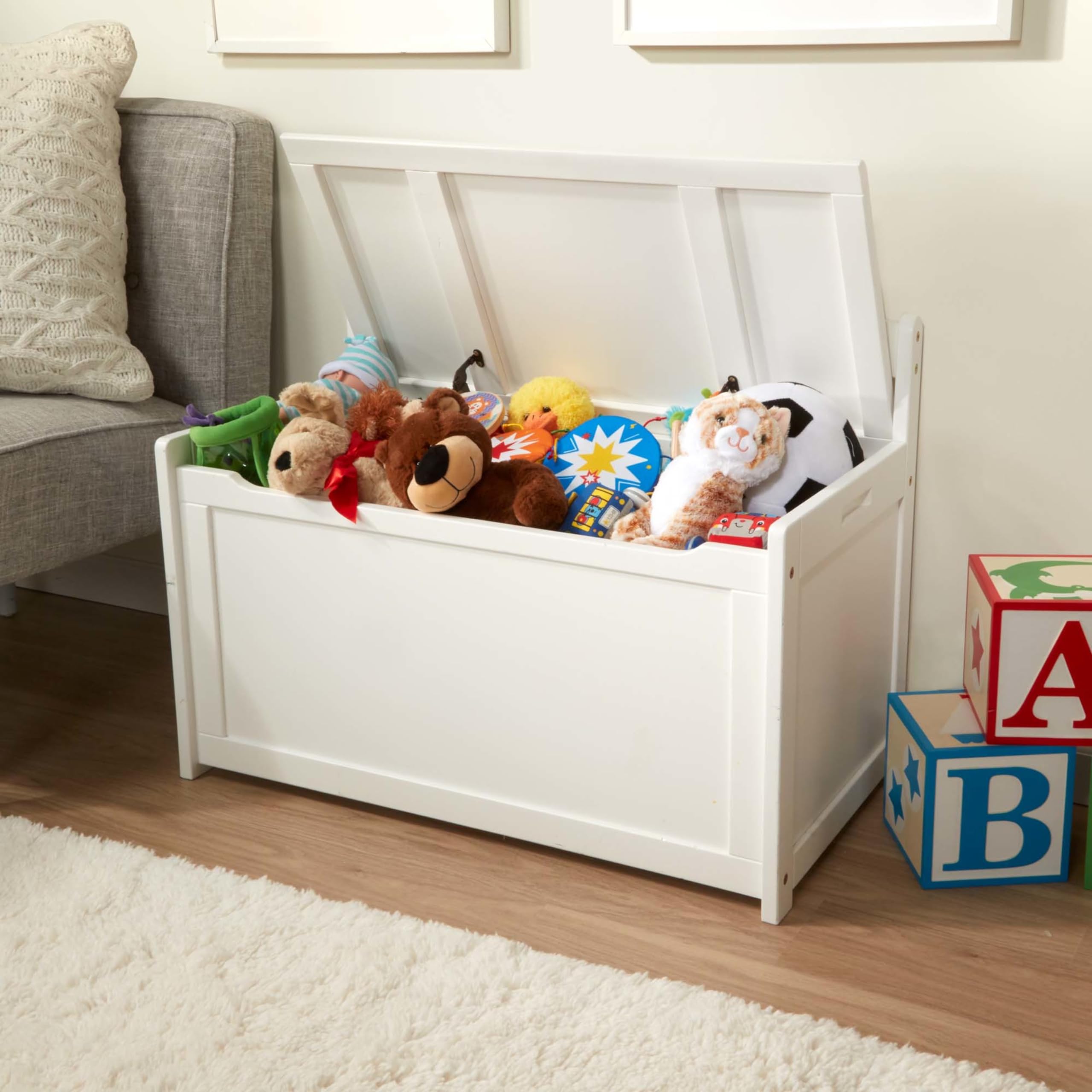 Melissa & Doug White Wooden Toy Chest for Kids - Playroom Storage Organizer & Toy Box | Durable Children's Furniture for Bedroom, Nursery, or Play Area | Perfect for Organizing Toys, Books, and Games