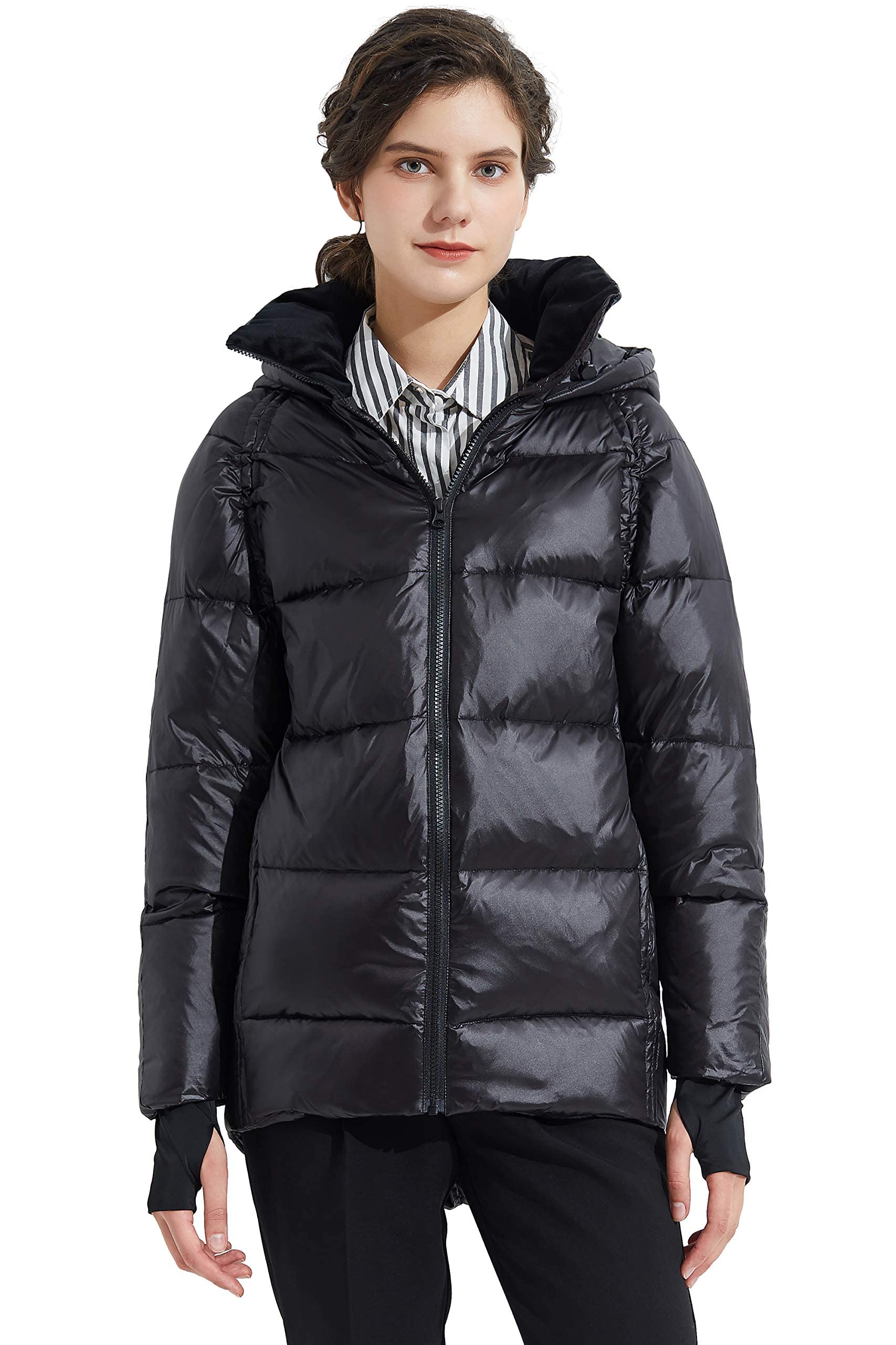 Orolay Women's Lightweight Down Puffer Jacket - Winter Cropped Bubble Coat with Hood for Warmth & Style | Perfect for Outdoor Activities, Travel & Casual Wear