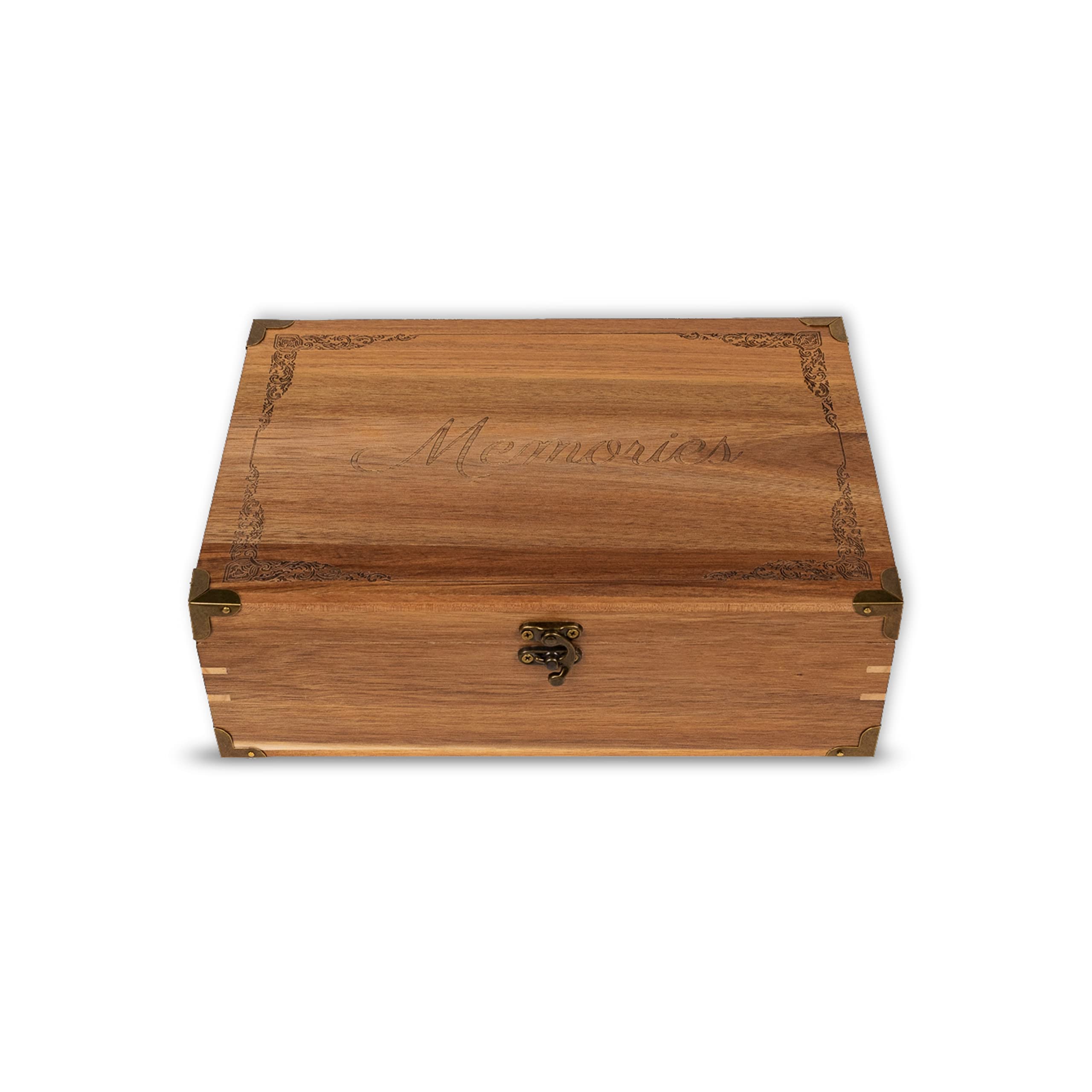 Large Rustic Wooden Memory Keepsake Box with Hinged Lid & Chamois Leather Lining - Decorative Storage Box for Wedding, Anniversary, Baby Keepsakes & Family Heirlooms - Perfect for Home Decor, Gift Giving & Organizing Cherished Mementos