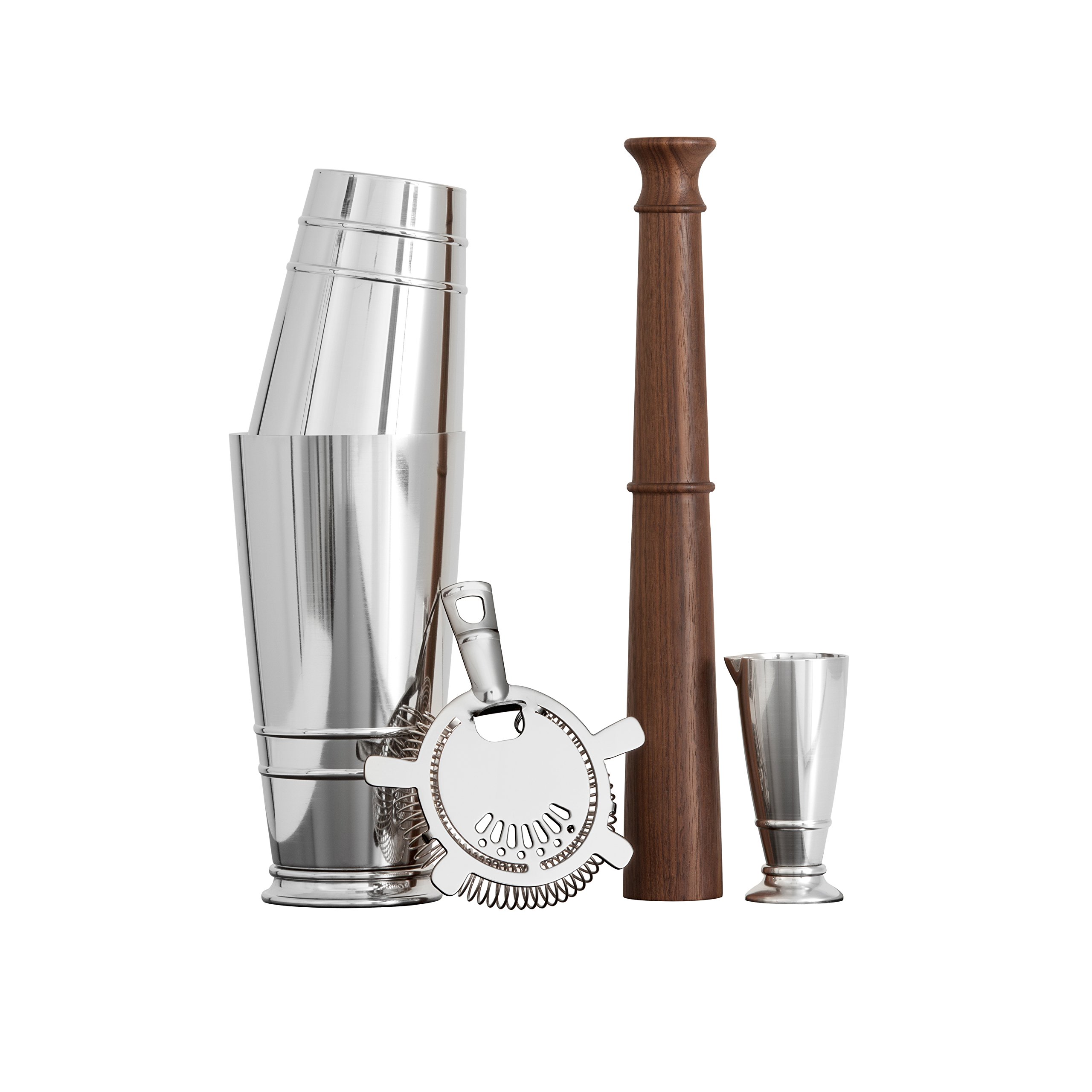 Premium Fortessa Barware Boston Shaker Cocktail Set - 18/8 Stainless Steel Mixing Tins with Strainer & Jigger - Perfect for Home Bars, Professional Bartenders & Cocktail Enthusiasts (Great Gift for Mixologists)