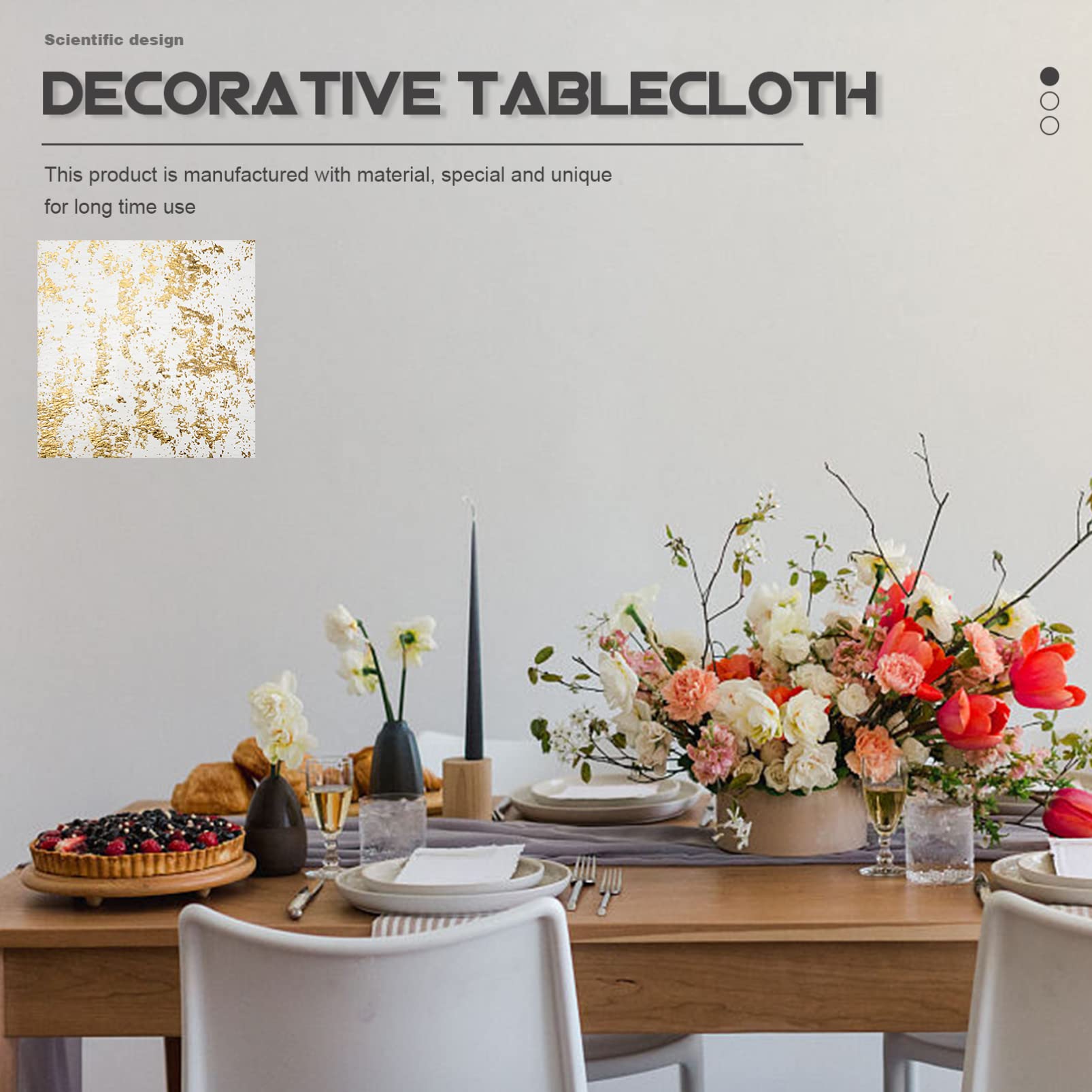 Elegant Hemoton Golden Table Runner with Gold Lace Trim & Sequin - Wedding, Banquet, Dining Table Decor - Luxury Polyester Rectangle Tablecloth for Special Occasions