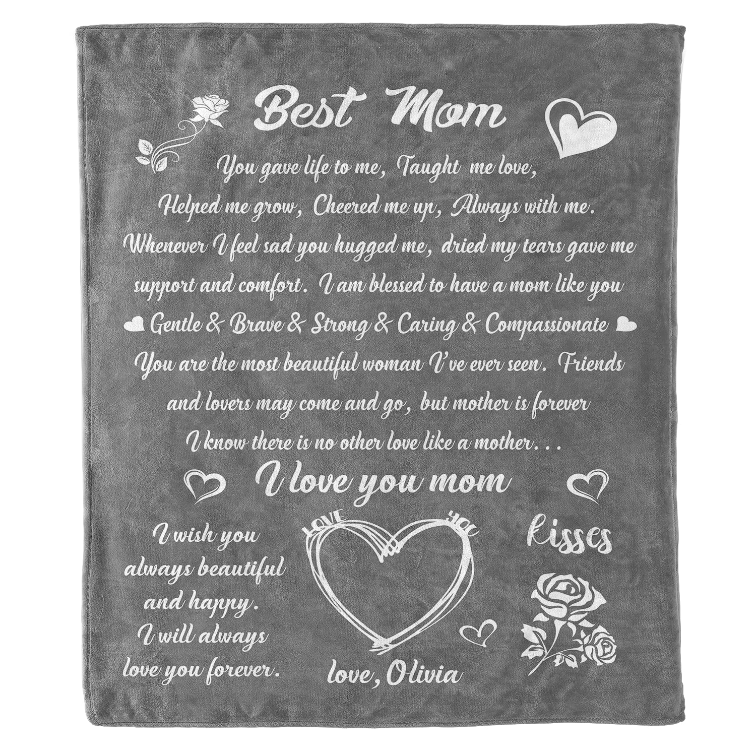 Personalized Mom Blanket - Best Mom Ever, I Love You Mom Gift from Son/Daughter, Custom Fleece or Sherpa Blanket for Birthday, Mother's Day, Christmas, Thanksgiving - Perfect for Cozy Nights, Family Gatherings, and Heartwarming Moments