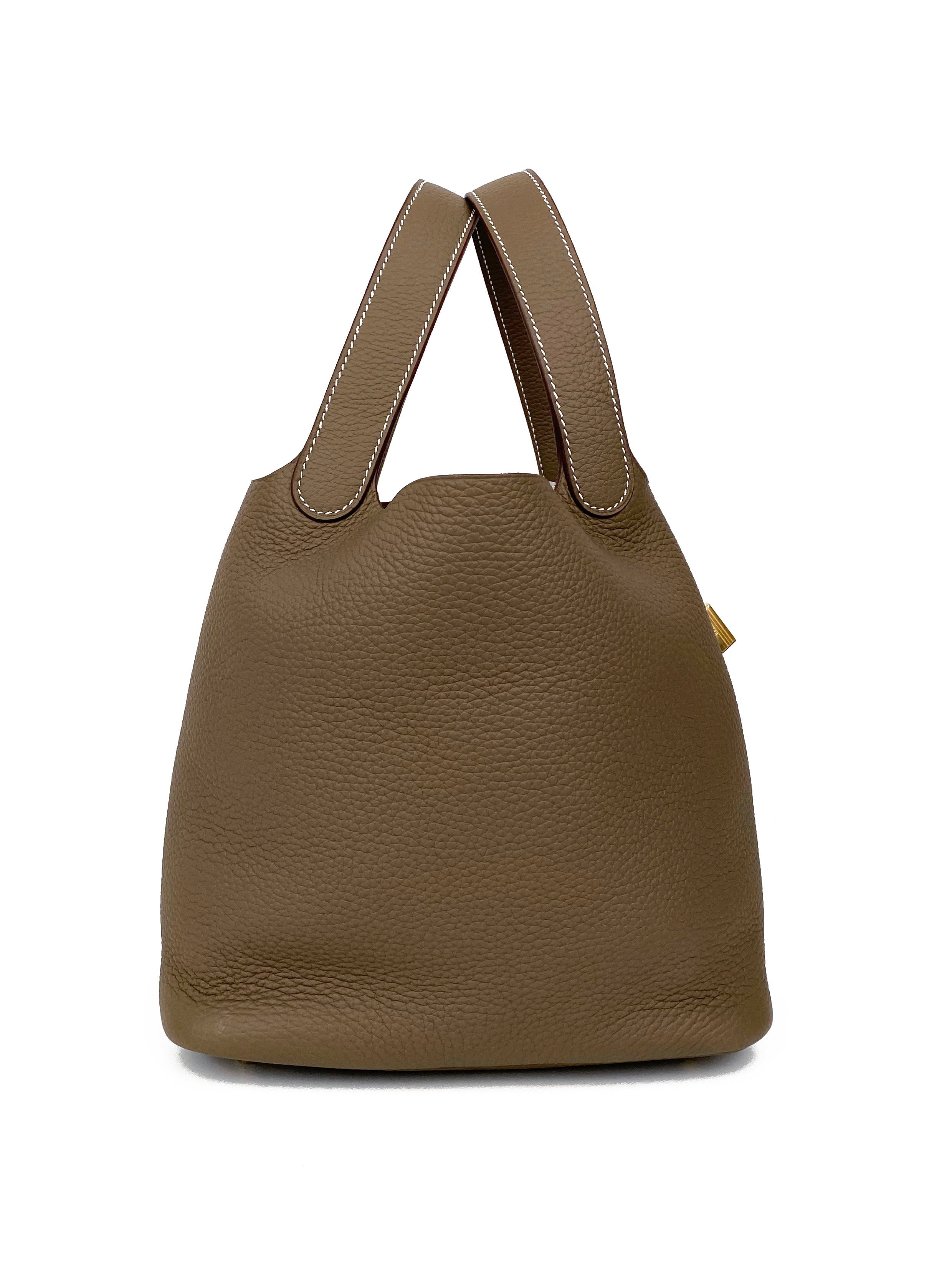Authentic Hermes Picotin Lock 22 Handbag in Etoupe - Luxury Tote Bag for Women, Perfect for Everyday Use, Work & Travel