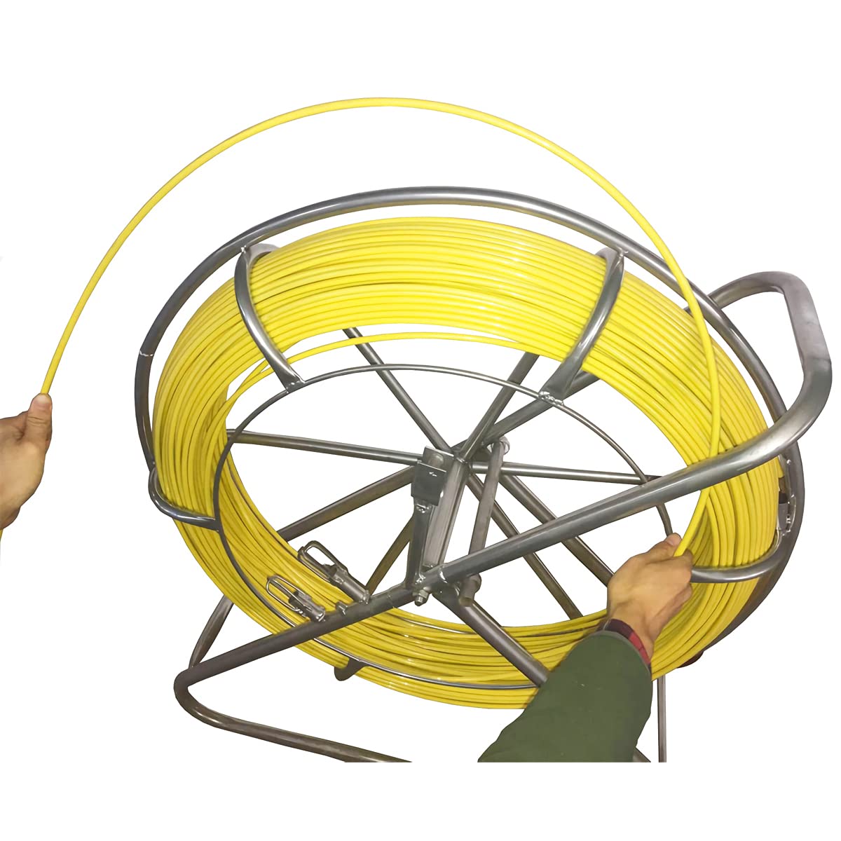 INTBUYING 8mm Fiberglass Fish Tape Puller with Brake - 100m/328ft Continuous Wire Cable Running Rod for Electrical Conduit & Duct Work - Ideal for Electricians, DIY Wiring & Cable Installation Projects