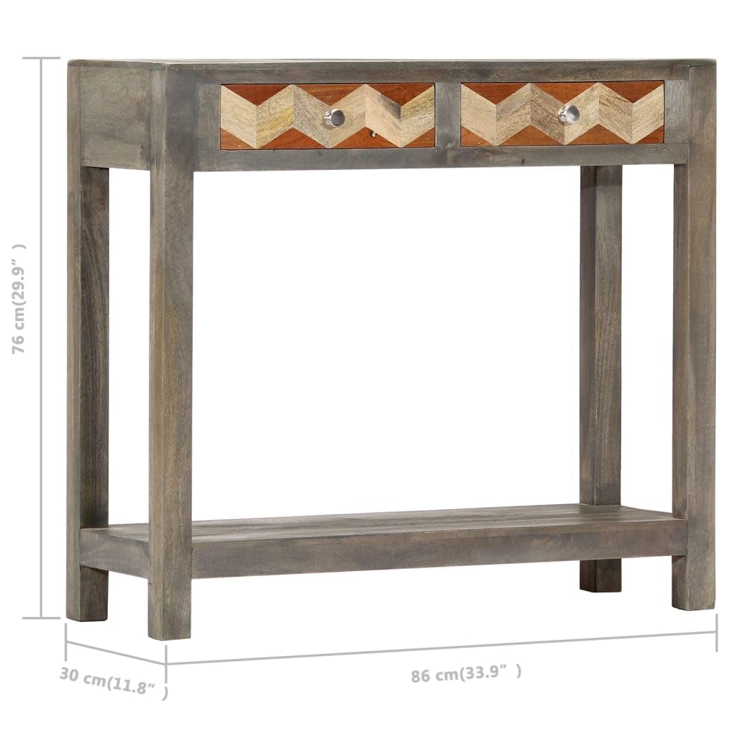 Mid-Century Modern Mango Wood Console Table with Drawers & Shelf - Solid Wood Entryway Table, Hallway Sofa Table, Living Room Side Table for Home Décor & Storage