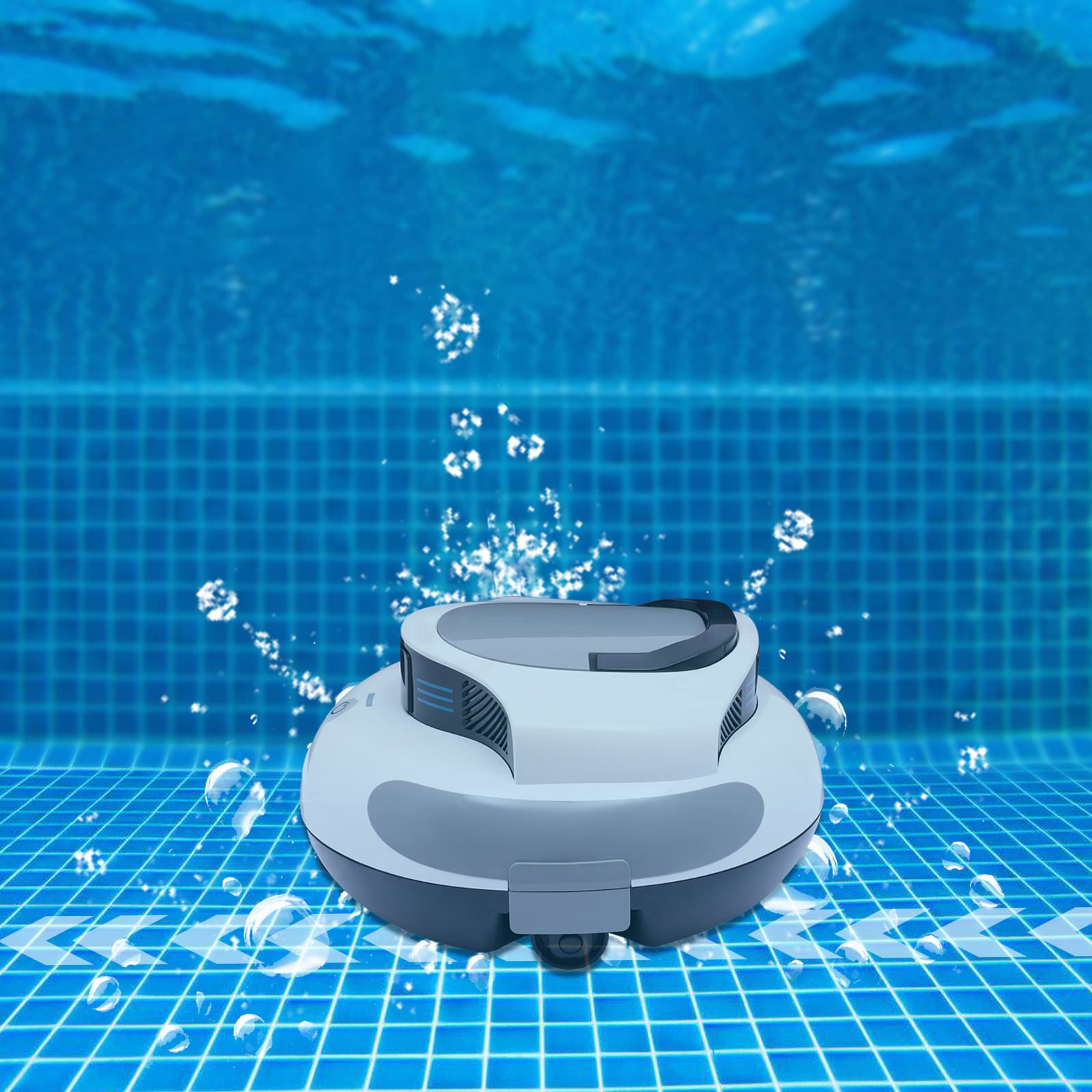 CNCEST 75-Minute Cordless Robotic Pool Vacuum Cleaner with Dual Brushless Motor | IPX8 Waterproof Automatic Pool Cleaner for In-Ground & Above-Ground Pools | Ideal for Flat Bottom Pools, Daily Maintenance & Seasonal Cleaning