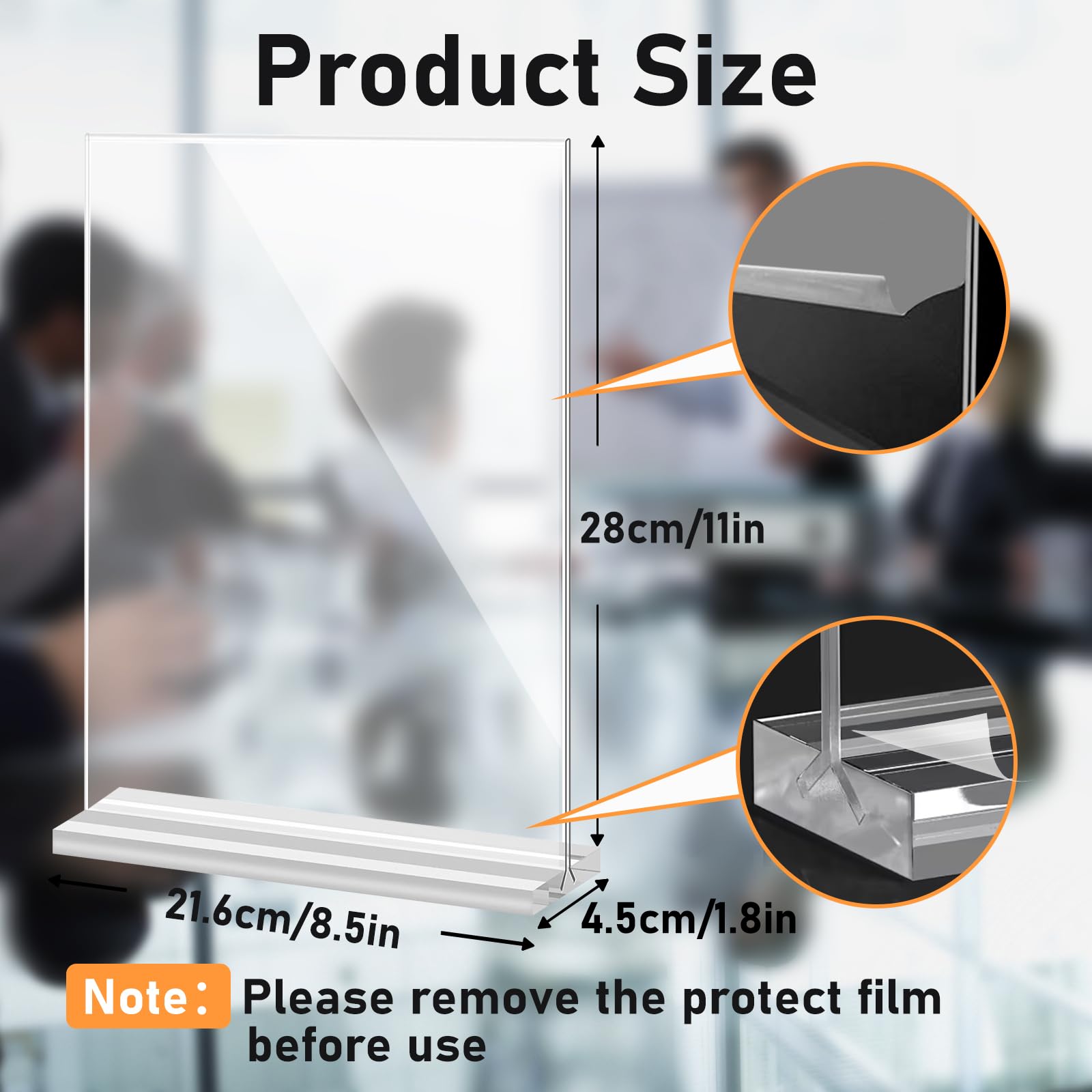 2 Pack 8.5 x 11 Vertical Double Sided Acrylic Sign Holders - Clear Plastic Flyer Stand for Pictures, Menus, Posters - Perfect for Office, Restaurant, Retail Store, Home & Mall Displays