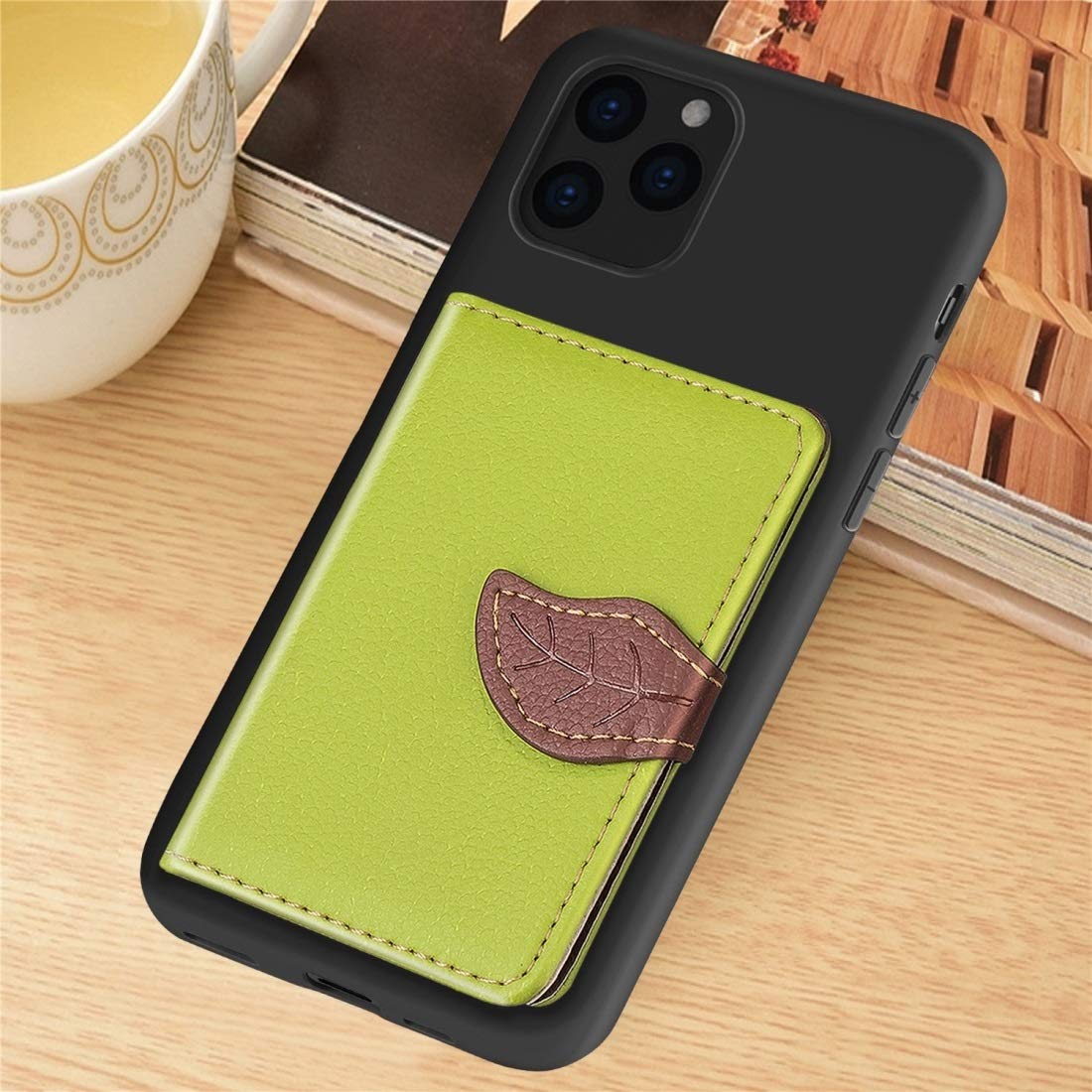 Heguangwei iPhone 11 Pro Max Wallet Case with Card Slots - Litchi Pattern TPU Protective Cover & Built-in Card Holder (Green) - Perfect for Daily Use, Travel, and Hands-Free Convenience