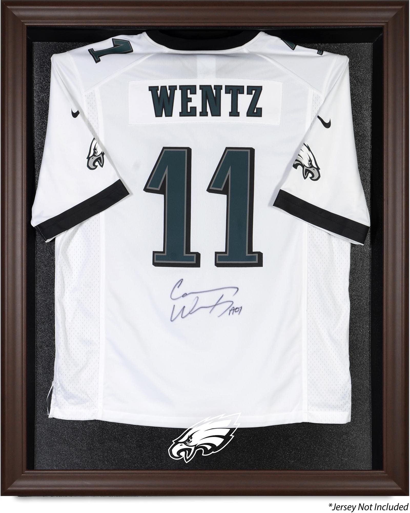 Philadelphia Eagles Framed Logo Brown Jersey Display Case - Premium Football Jersey Shadow Box for Memorabilia & Collectibles - Perfect for Man Cave, Sports Bar, or Fan Room Decor