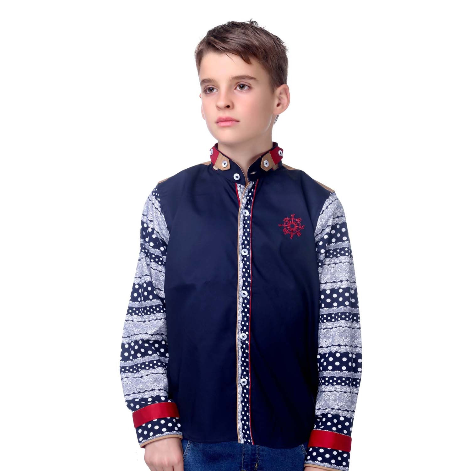 MashUp Designer Printed Navy Blue Shirt for Men - Stylish Casual Button Down Shirt - Perfect for Office, Party & Everyday Wear