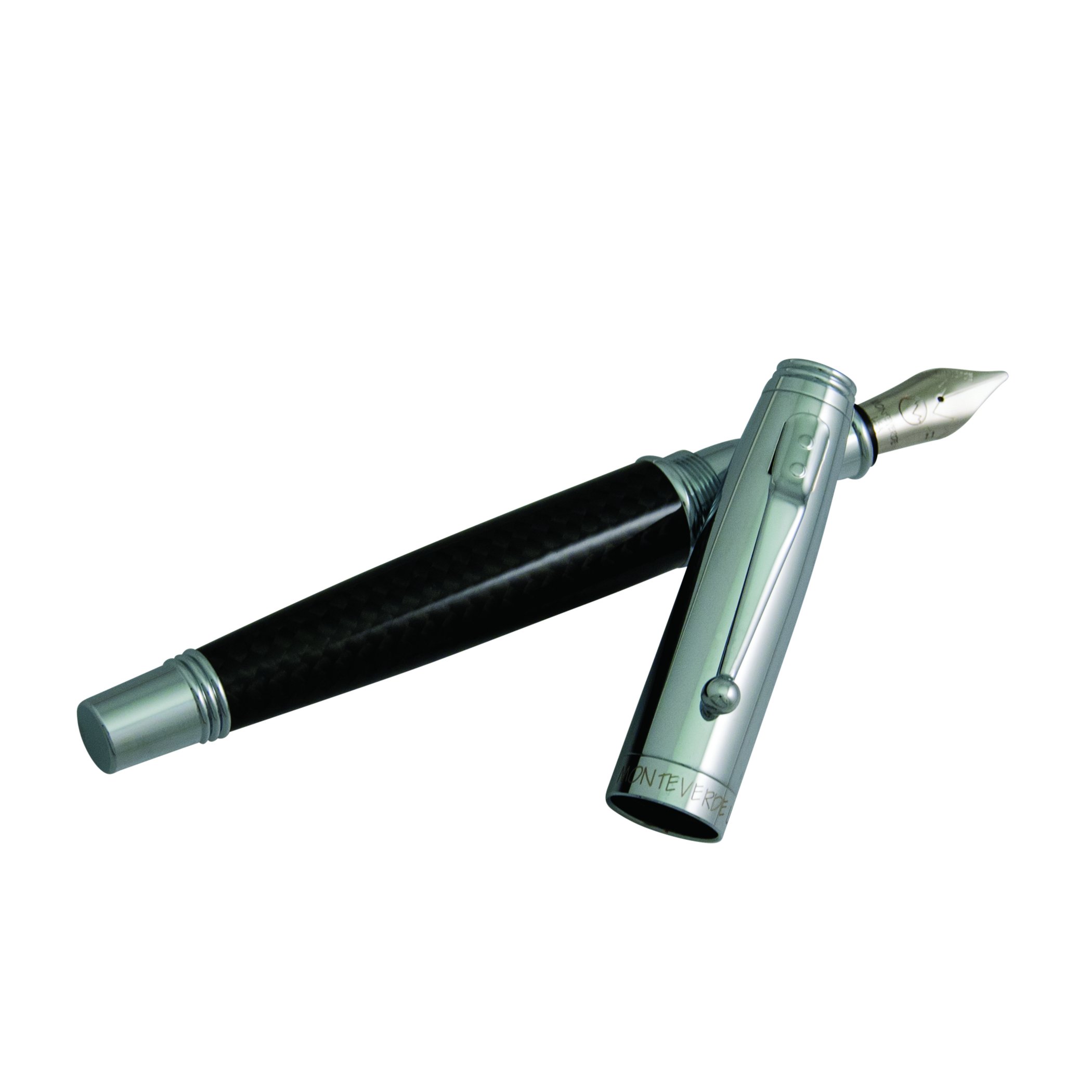 Monteverde Invincia Chrome Carbon Fiber Fountain Pen - Black | Premium Writing Instrument for Professionals & Collectors | Ideal for Office, Gifting & Calligraphy