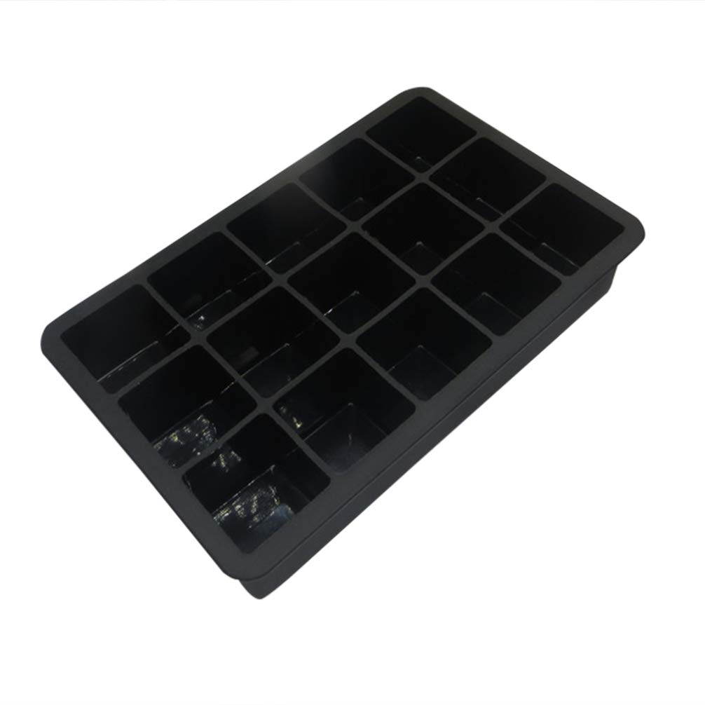 DOITOOL 15-Cube Silicone Ice Tray - Square Ice Cube Mold for Cocktails, Chocolate & Candy Making - BPA-Free Flexible Ice Maker for Baking, Freezer & Party Drinks - Easy Release Black Silicone Ice Cube Tray (1-Pack)