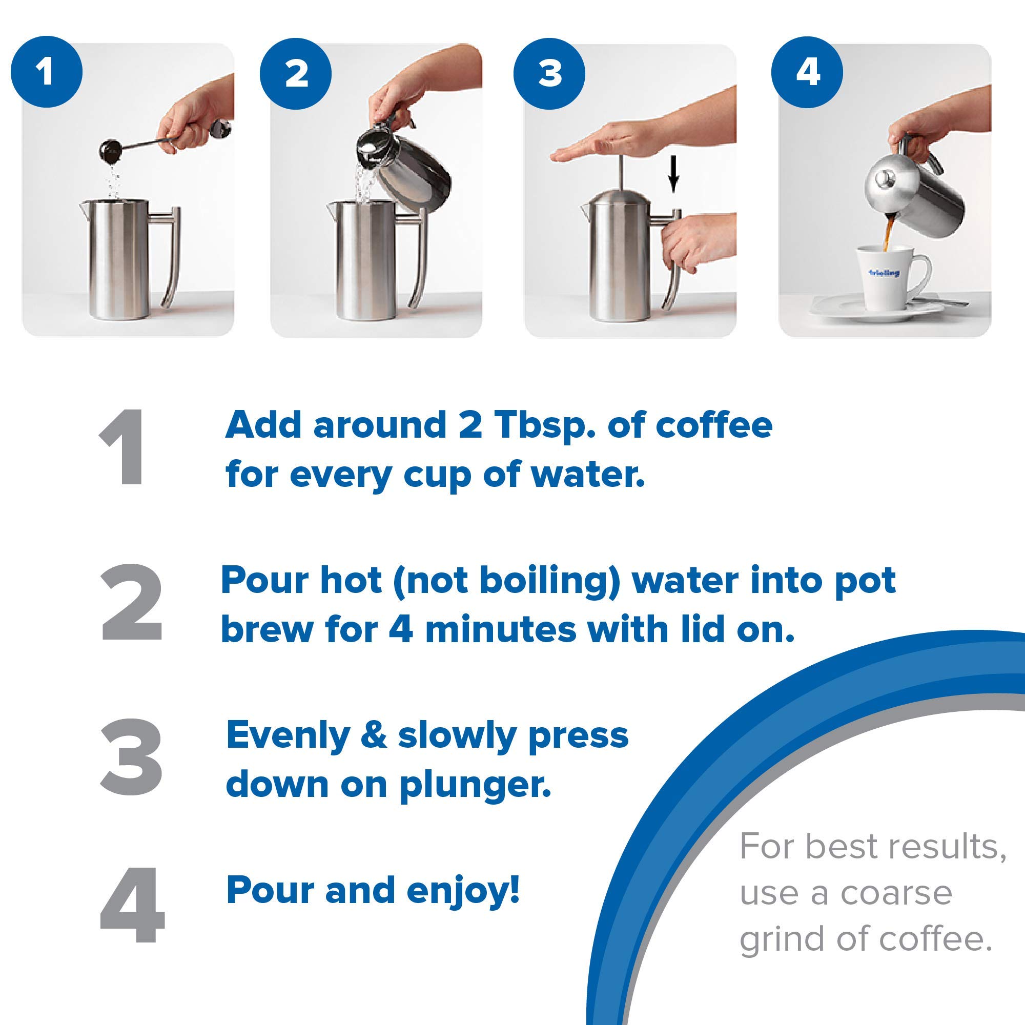 Premium Double-Walled Stainless Steel French Press Coffee Maker - 23 oz Insulated Coffee Pot for Rich Flavor | Perfect for Home, Office & Camping Brewing