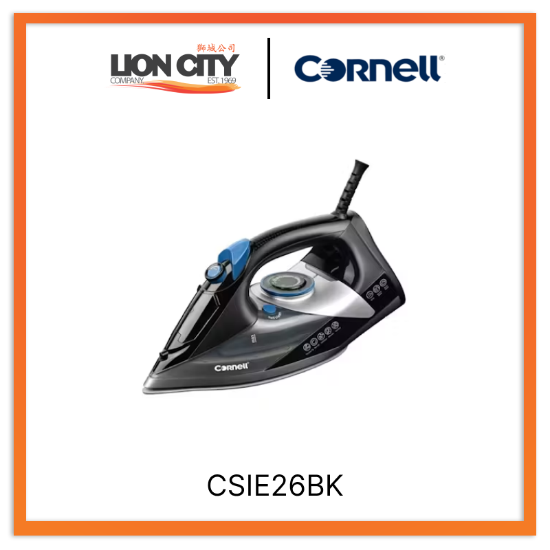 Cornell CSIE26BK Professional Steam Iron for Clothes - Powerful 1500W, Anti-Drip, Anti-Calc, Perfect for Home & Travel Use