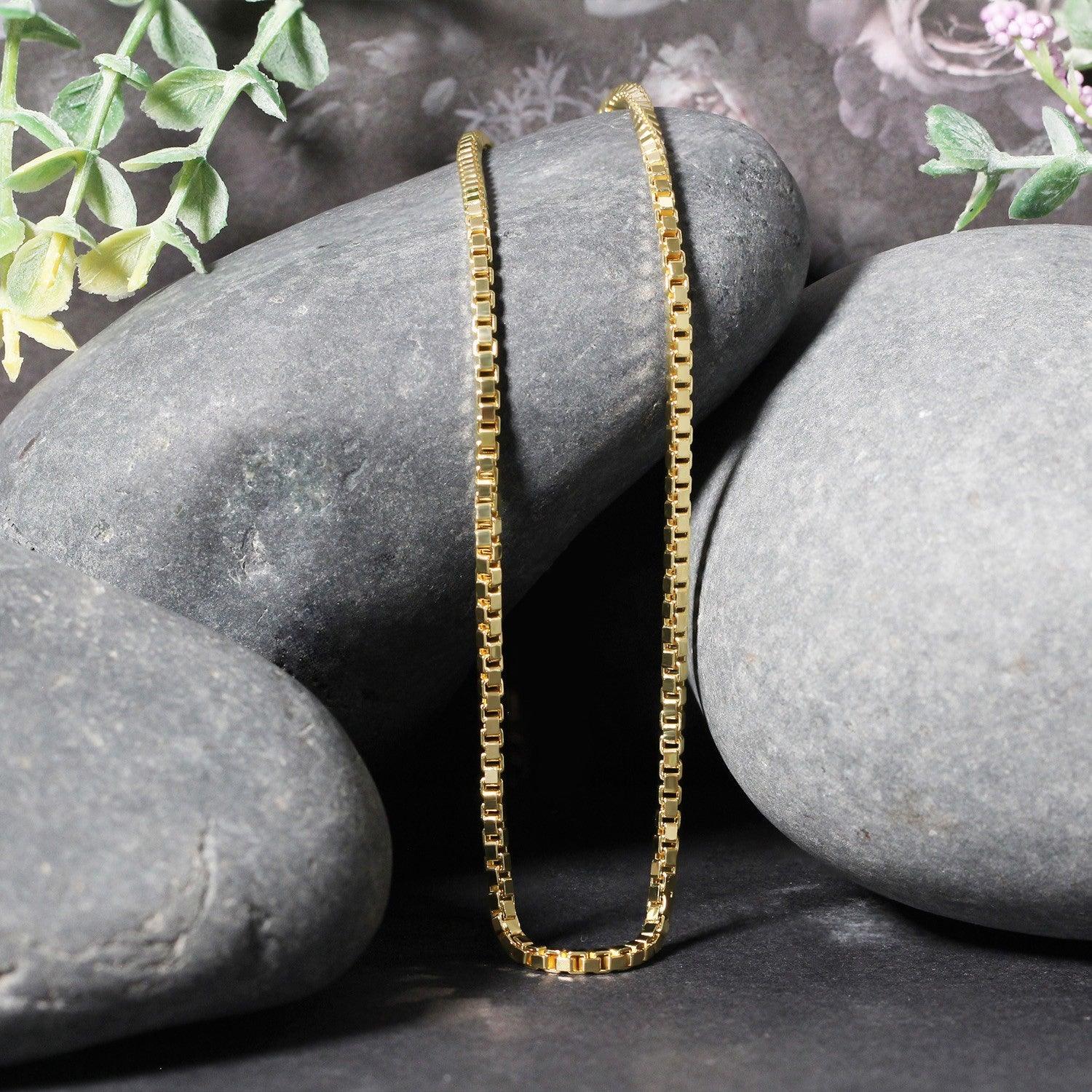 2.0mm 14k Yellow Gold Semi Solid Box Chain Necklace for Men & Women - Durable & Stylish Jewelry for Everyday Wear, Gifts & Special Occasions