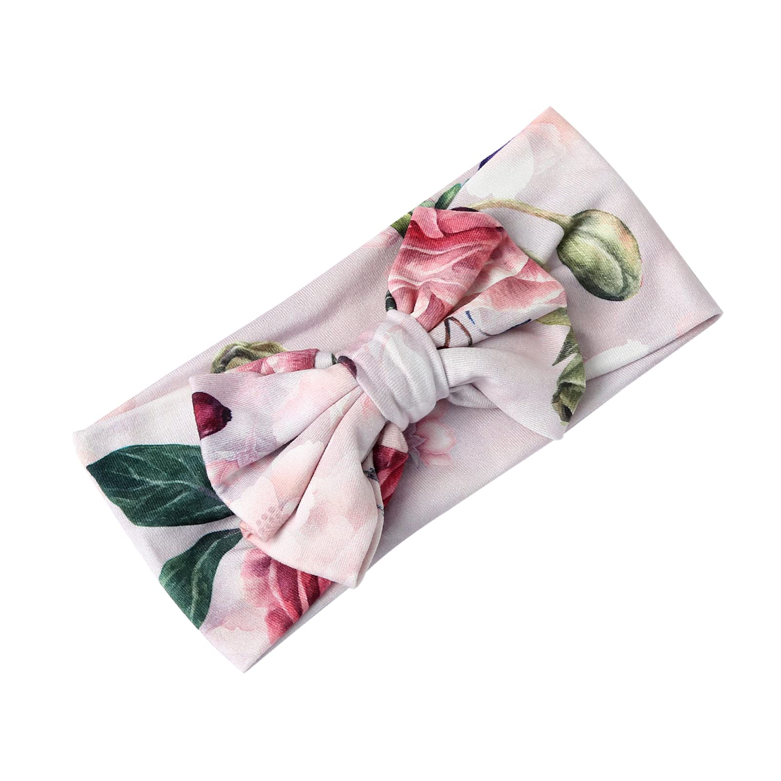 Galabloomer Newborn Baby Receiving Blanket & Headband Set - Soft Swaddle Wrap with Big Flower Bow (Nostalgia Rose) - Perfect for Newborn Photography, Baby Shower Gifts & Hospital Going Home Outfits