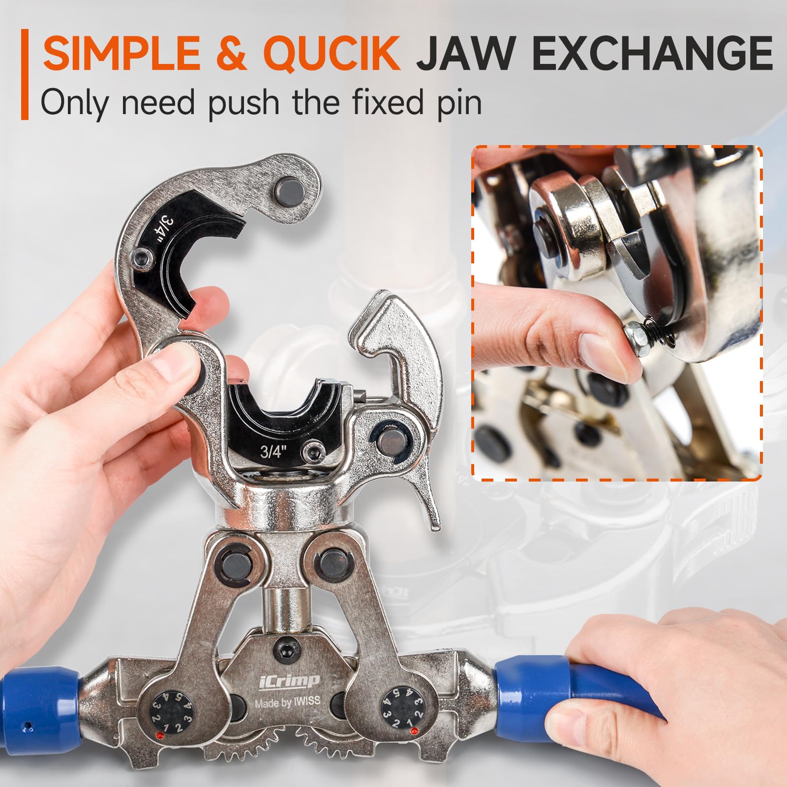 iCrimp Professional Copper Pipe Pressing Tool Kit with Cutter & Deburring Tool for ProPress Fittings - Perfect for Plumbing, HVAC & Water Supply Installations