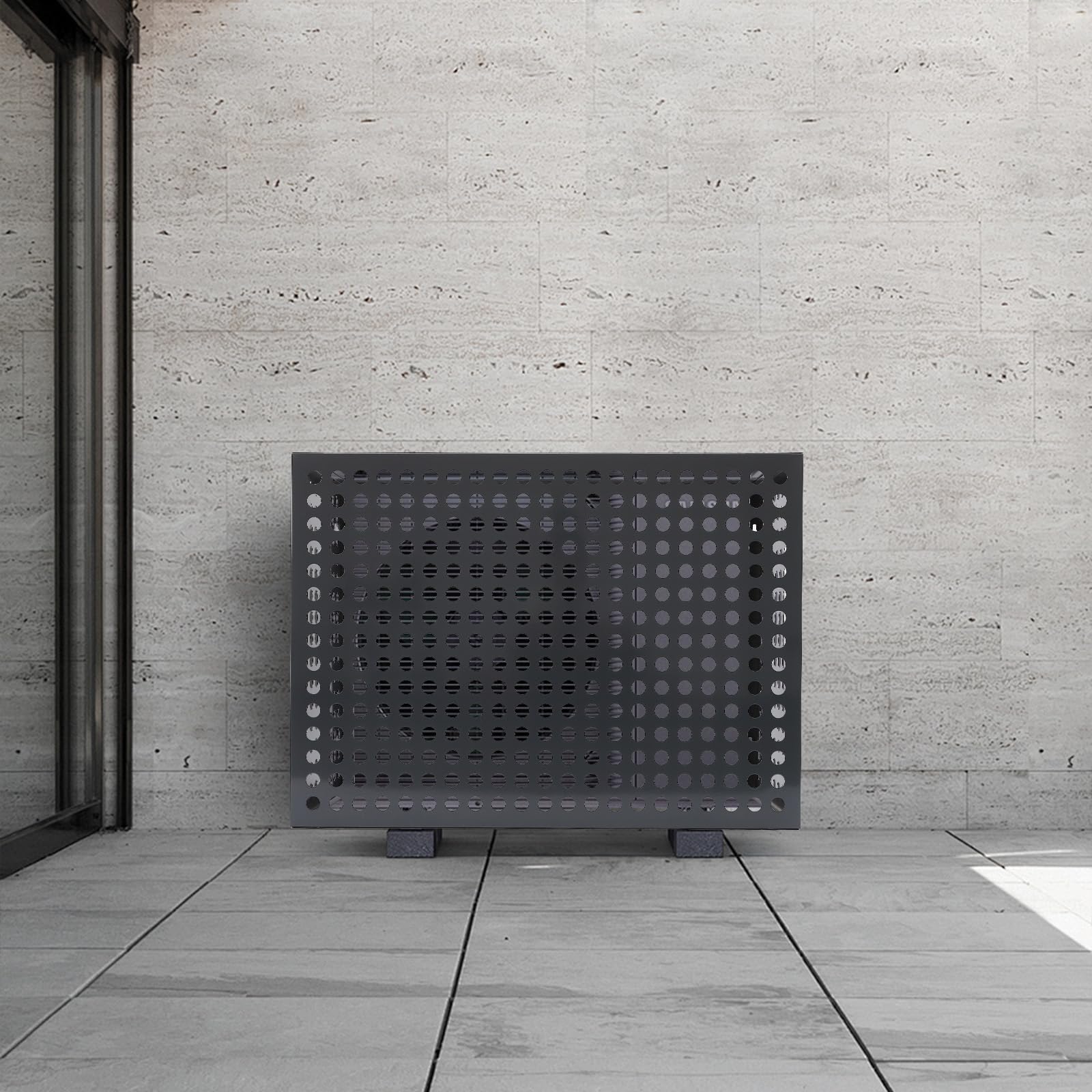 Durable Aluminum AC Cover for Outdoor Units - Heavy Duty Air Conditioner Fence & Condenser Protective Screen - Weatherproof Privacy Shield (Charcoal Grey, 43