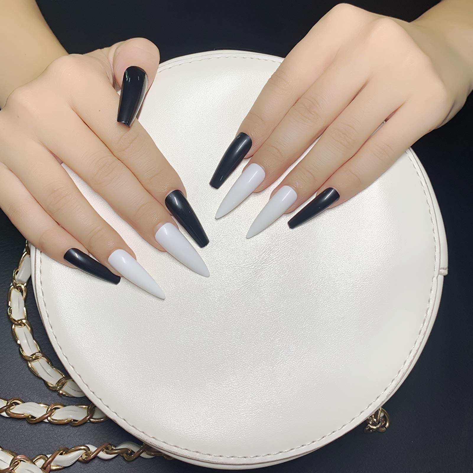 100 Pcs/Box Full Cover Long Press Coffin False Nails - Matte Ballerina Artificial Nail Tips in Pure Colors for Salon, Party & Everyday Wear