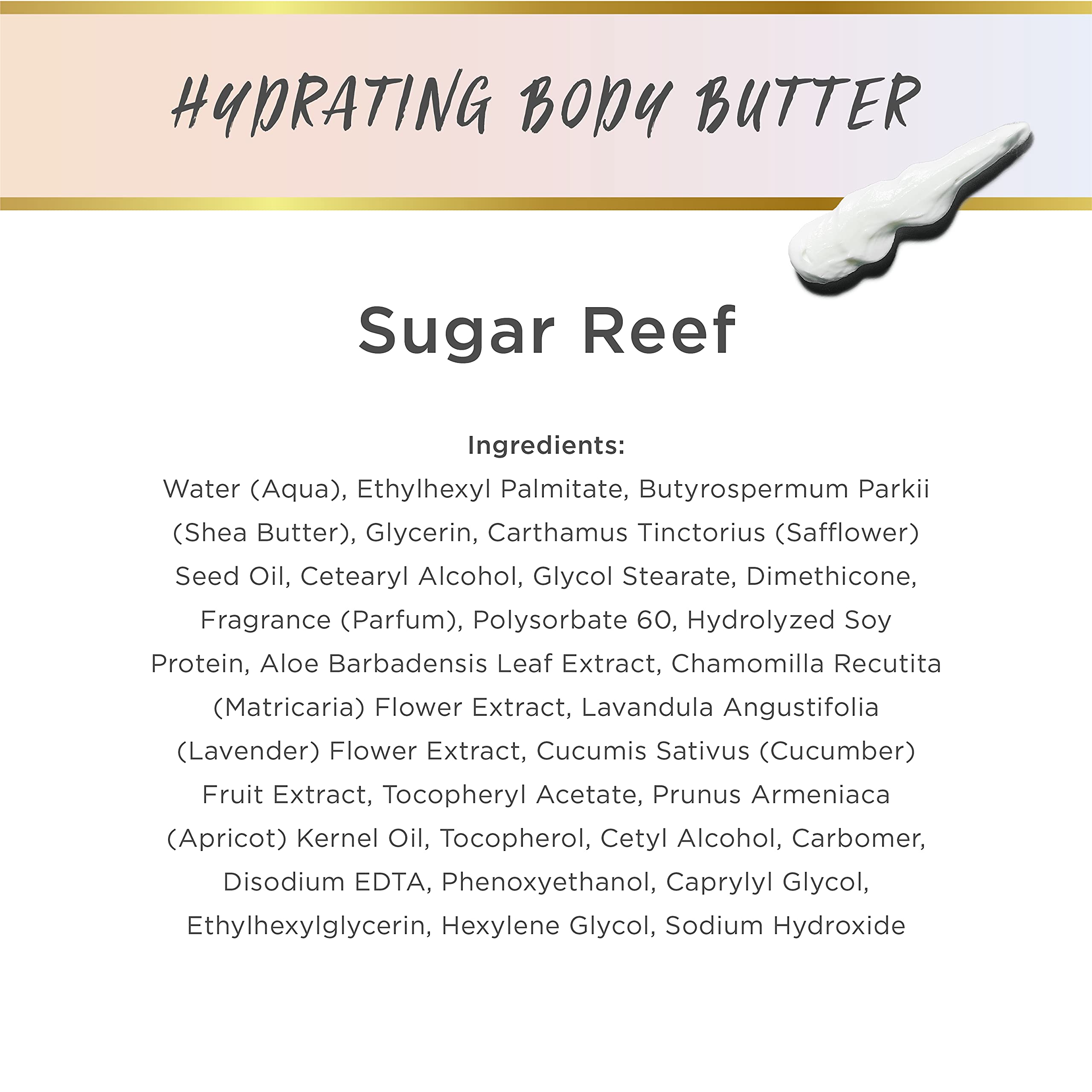LALICIOUS Sugar Reef Body Butter - Hydrating & Nourishing Shea Butter Moisturizer with Cucumber Extract & Apricot Oil, Paraben-Free, 8 oz - Perfect for Dry Skin Care & Post-Shave Hydration