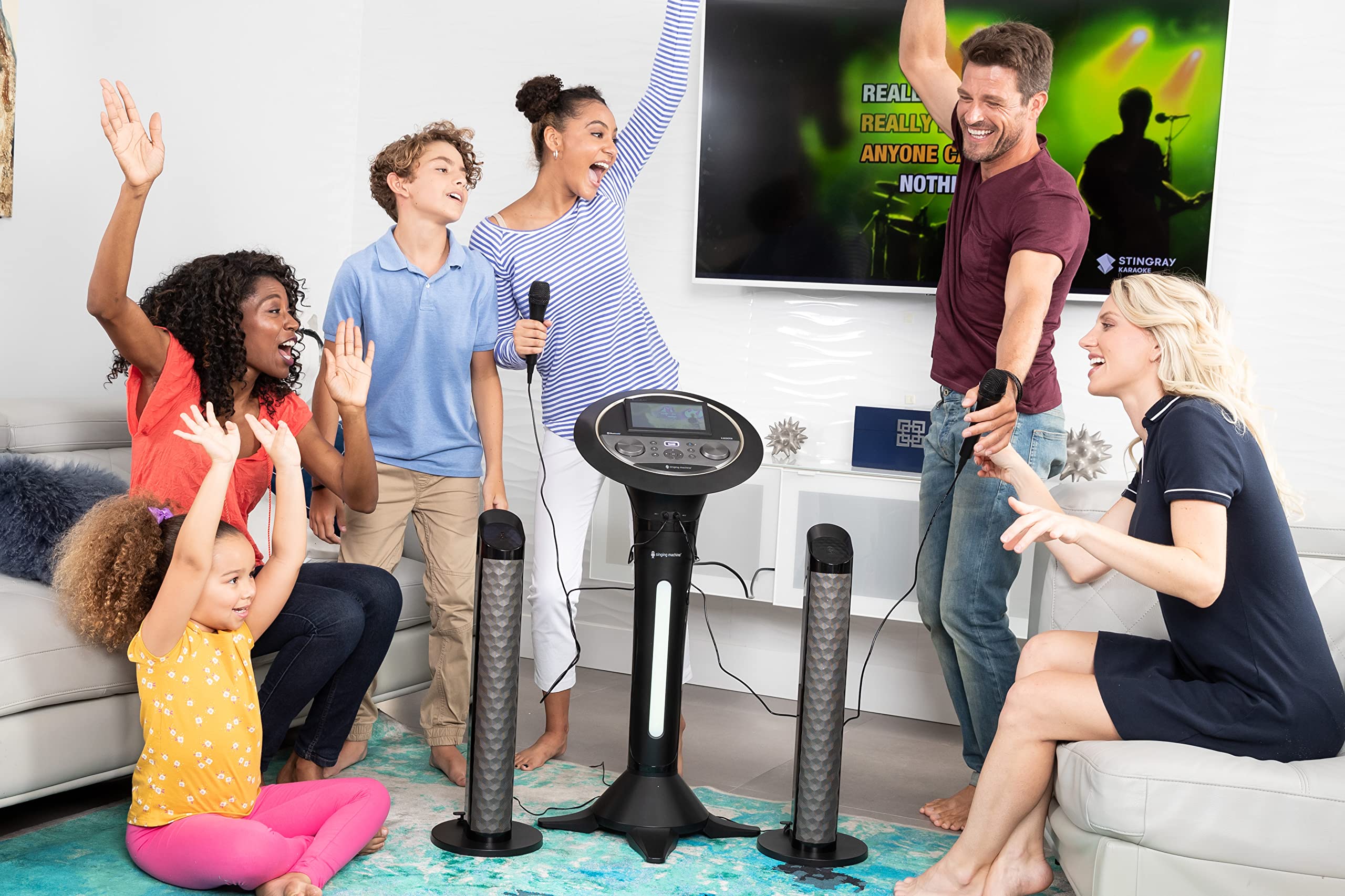 Singing Machine Premium Duet Wi-Fi Karaoke System - 200W Peak Power, 2 Wired Mics, 7
