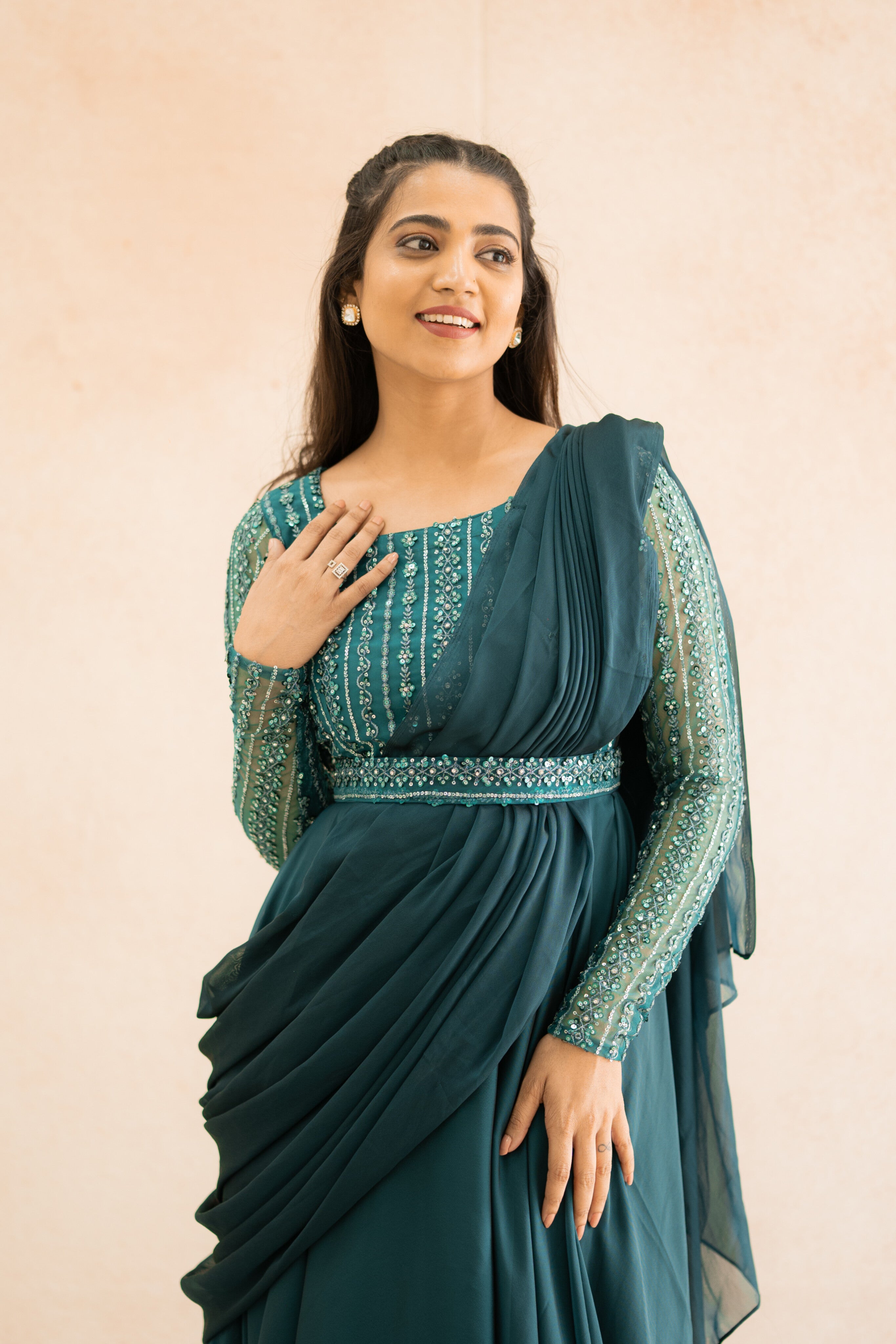 DD420 Sreeja Designer Anarkali Kurti - Elegant Indian Ethnic Dress for Women | Perfect for Weddings, Festivals & Special Occasions