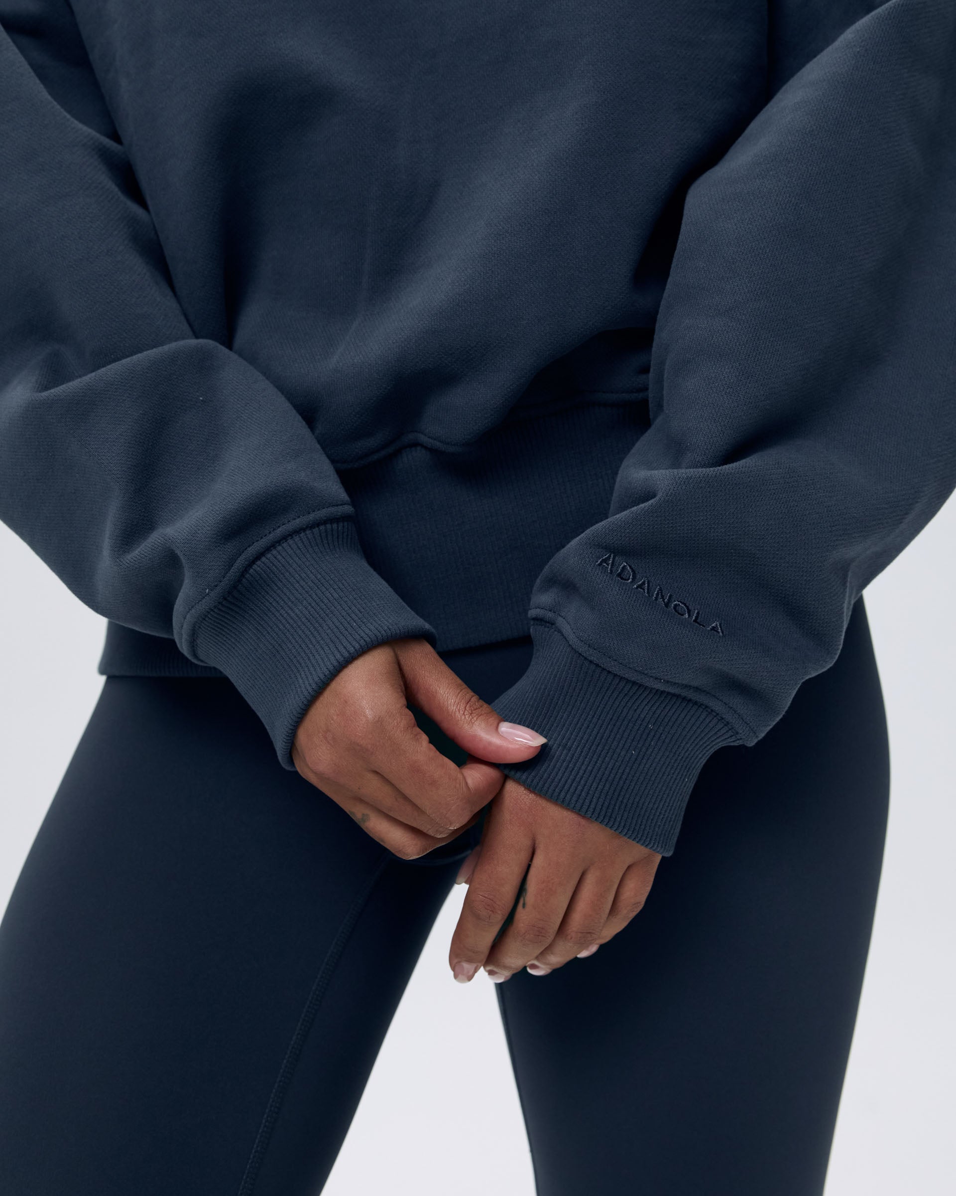 Cozy Relaxed Funnel Neck Zip-Up Sweatshirt for Women | Midnight Blue | Casual Loungewear & Streetwear Fashion
