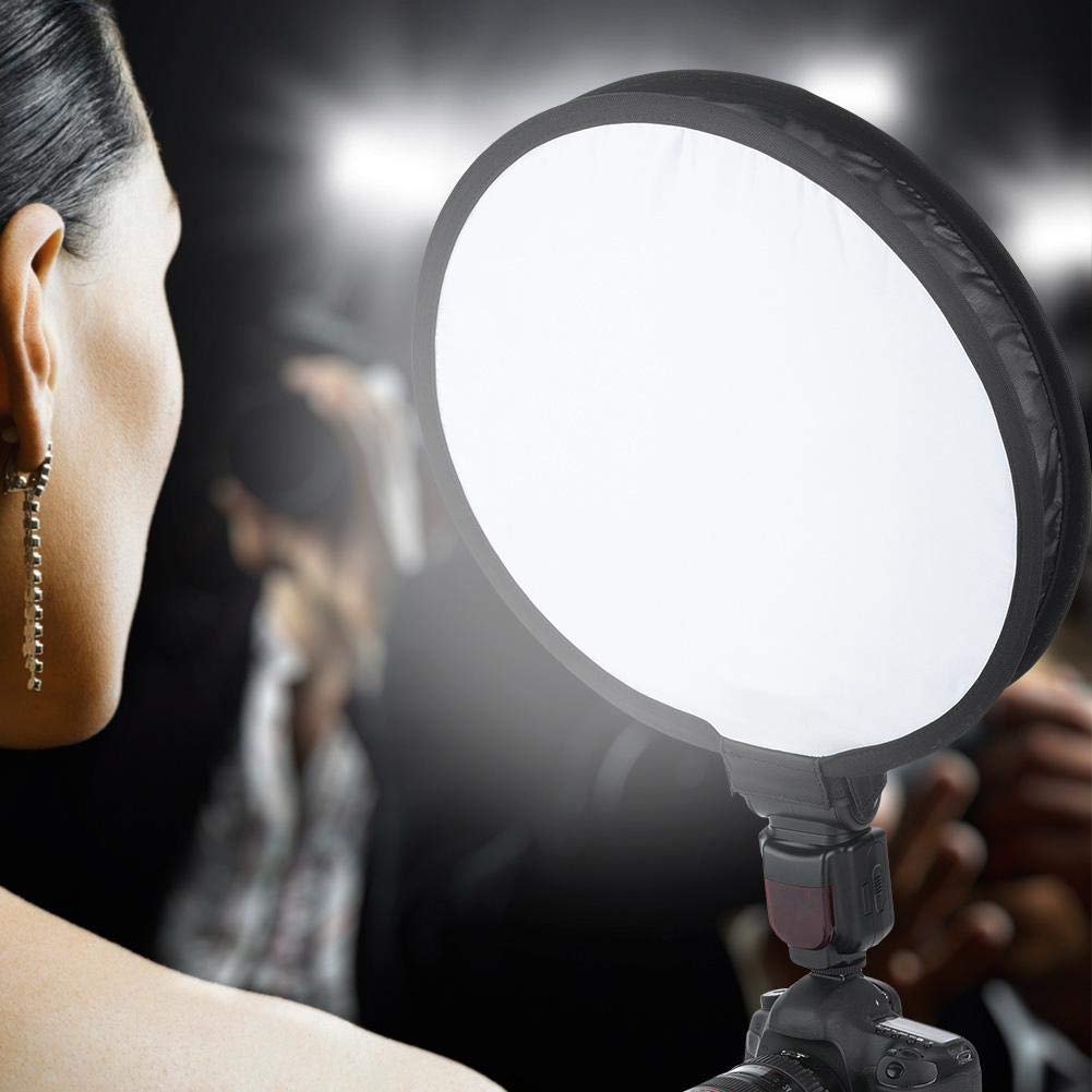 40CM Portable Foldable Round Softbox Diffuser for Speedlite Flash | Nylon Photography Light Modifier with Storage Bag | Perfect for Studio, Portrait & Product Photography