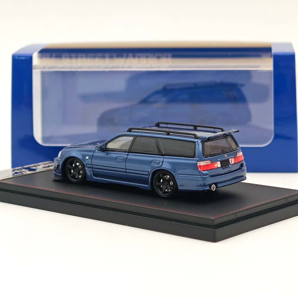 1:64 Scale Street Weapon Nissan Stagea Skyline GT-R R34 Wagon Racing Blue Diecast Model Car - Collectible Toy for Racing Enthusiasts & Display Showcase