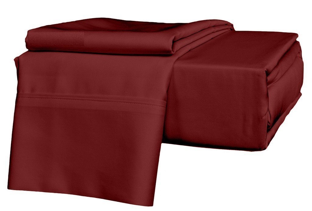 Luxury 100% Egyptian Cotton Twin XL Sheet Set - 550 Thread Count, Soft & Breathable, Deep Pocket Fits 7-9 Inch Mattress, Burgundy Solid - Perfect for Dorm Rooms, Guest Beds & Cozy Sleep