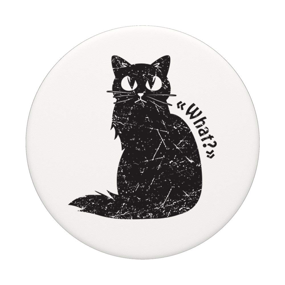 Funny Cat PopSockets Grip & Stand for Phones & Tablets - Cute Kitty Phone Accessory for Cat Lovers - Perfect Gift for Pet Owners (Black) - Use for Secure Grip, Watching Videos & Taking Selfies with Your Feline Friend