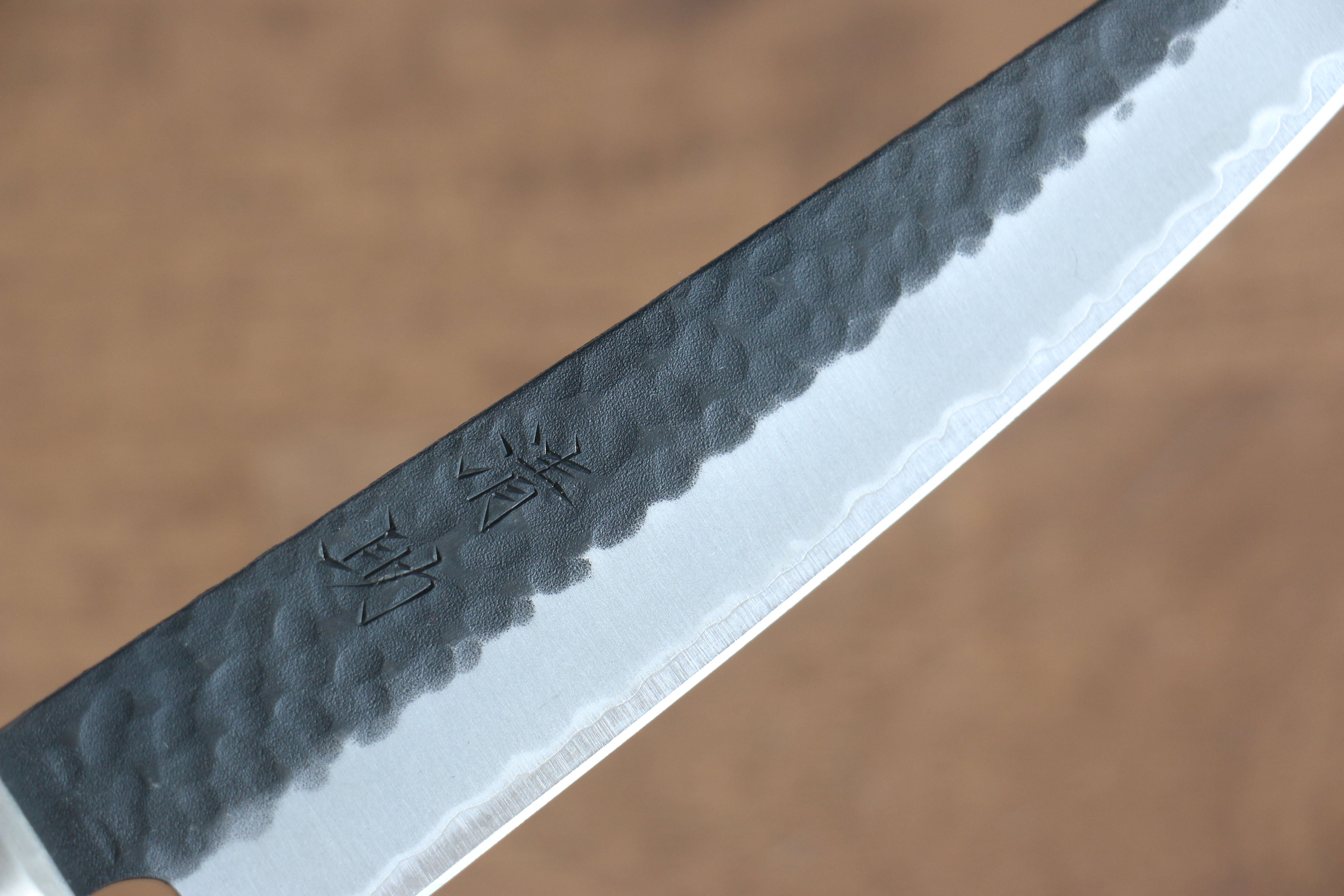 Seisuke Blue Super Hammered Kurouchi Petty Utility Knife 135mm - Red Pakka Wood Handle - Perfect for Slicing, Peeling & Precision Kitchen Tasks