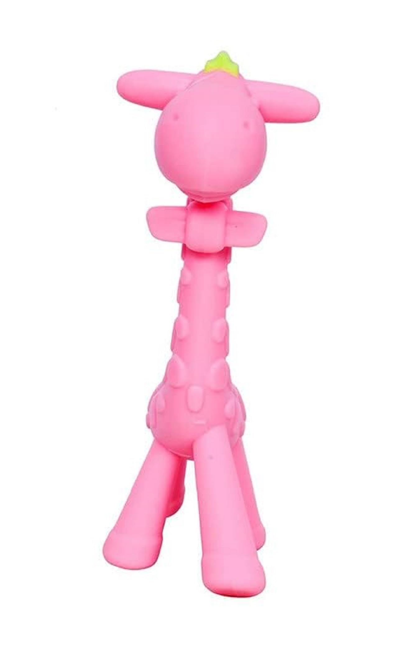 Kritiu Giraffe Shape Teether and U Shape Toothbrush Set - BPA-Free Silicone Baby Teething Toy & Toothbrush for Infants 0-12 Months - Safe, Soft & Practical Oral Care Solution (Pink) - Perfect for Soothing Sore Gums During Teething and Gentle Teeth Cleaning