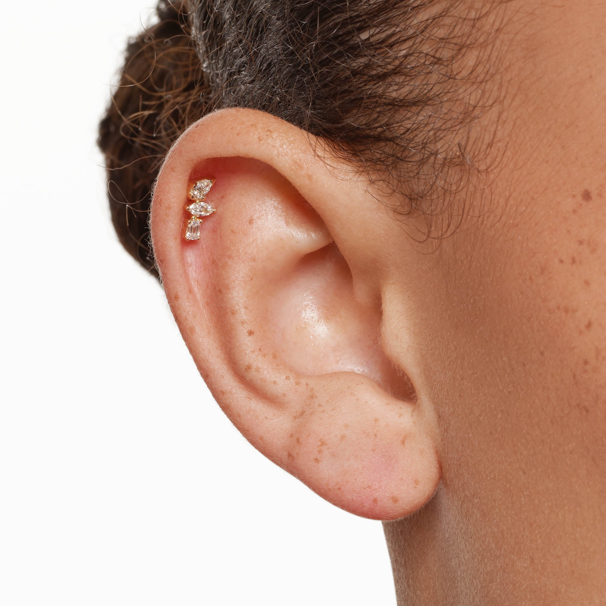 10k Gold Lab-Grown Diamond Fancy Trio Helix Stud Earrings - Elegant Everyday Jewelry for Women & Gift for Special Occasions