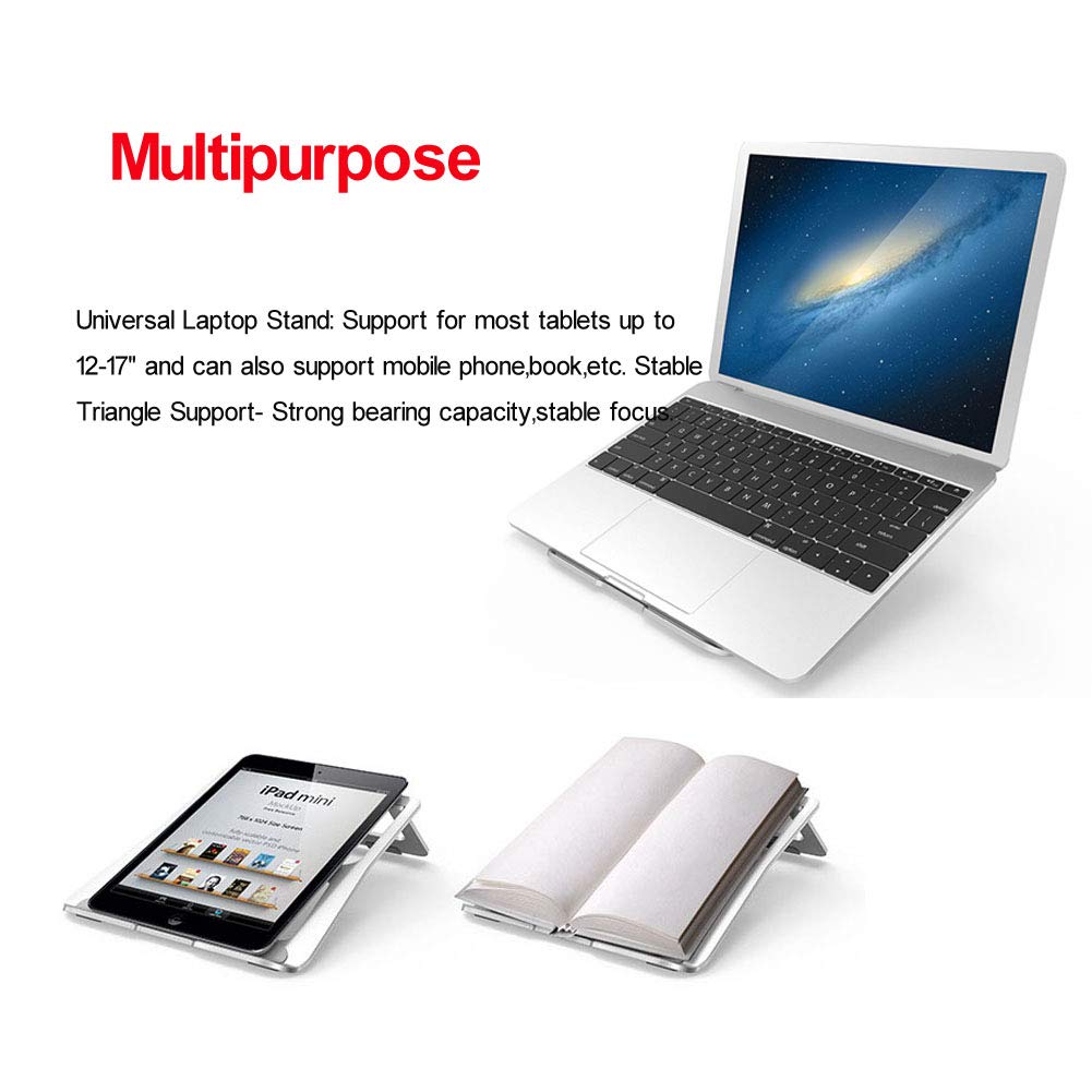 Portable Aluminum Laptop Stand - Foldable & Adjustable Computer Holder for MacBook Pro/Air, iPad, Notebook - Perfect for Home Office, Travel & Workspace Ergonomics