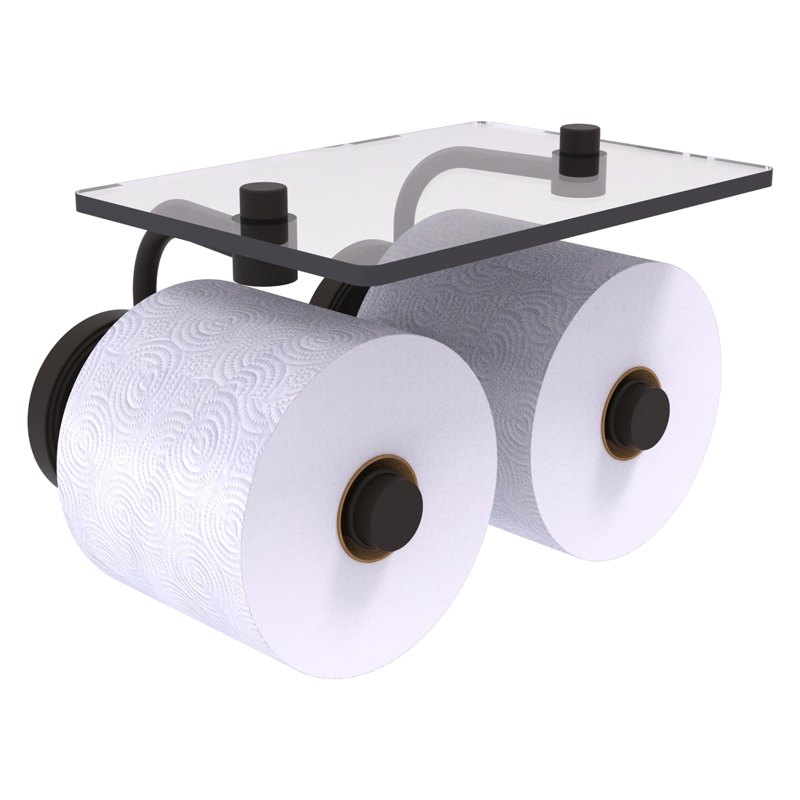Allied Brass PR-24-2S Oil Rubbed Bronze Toilet Paper Holder with 2 Glass Shelves - Prestige Regal Collection for Bathroom & Powder Room Decor